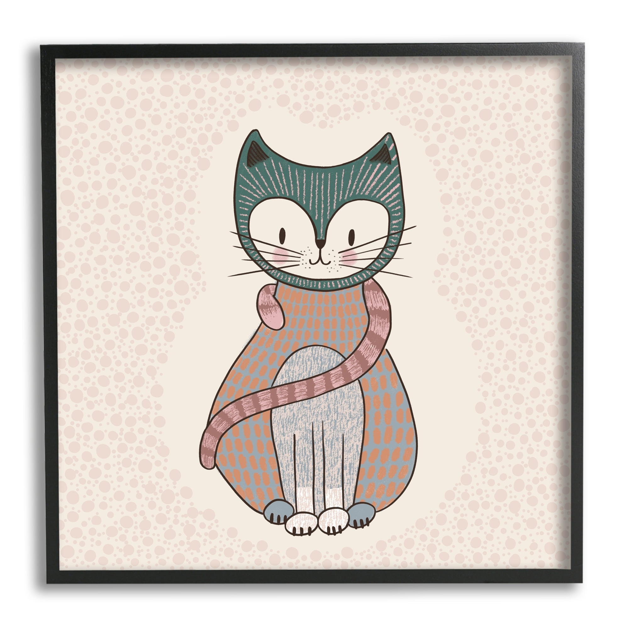 Stupell Industries Speckled Kitty Cat Patterned Shapes Animal Design Graphic Art Black Framed Art Print Wall Art, Design by Birgit Maria Kiennast