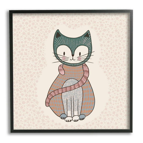 Stupell Industries Speckled Kitty Cat Patterned Shapes Animal Design Graphic Art Black Framed Art Print Wall Art, Design by Birgit Maria Kiennast