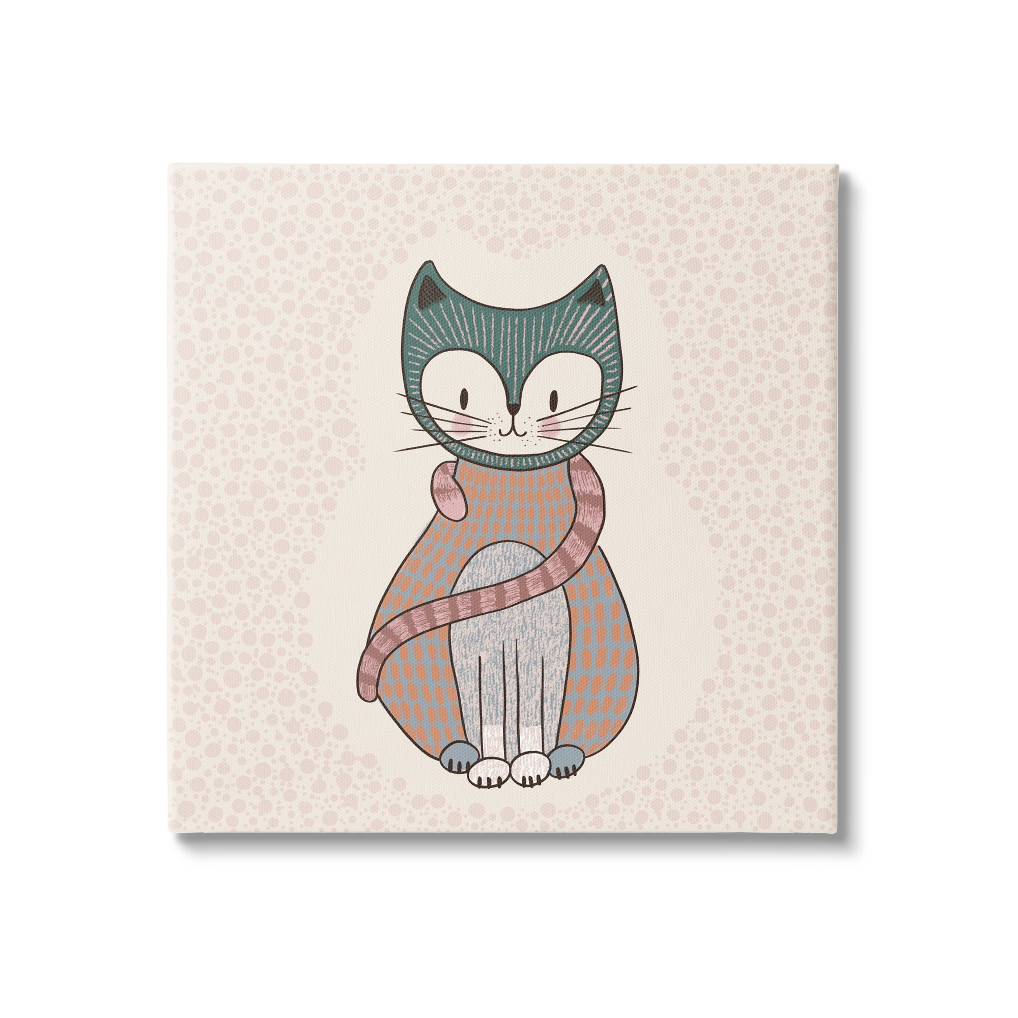 Stupell Industries Speckled Kitty Cat Patterned Shapes Animal Design Graphic Art Gallery Wrapped Canvas Print Wall Art, Design by Birgit Maria Kiennast