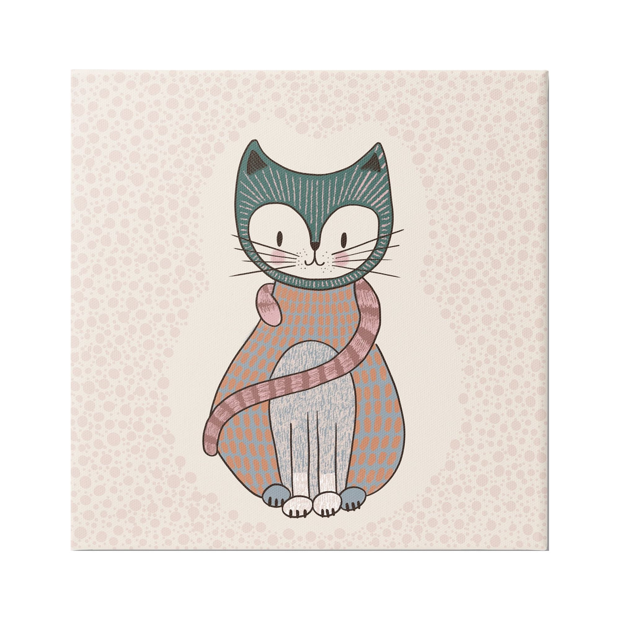 Stupell Industries Speckled Kitty Cat Patterned Shapes Animal Design Graphic Art Gallery Wrapped Canvas Print Wall Art, Design by Birgit Maria Kiennast