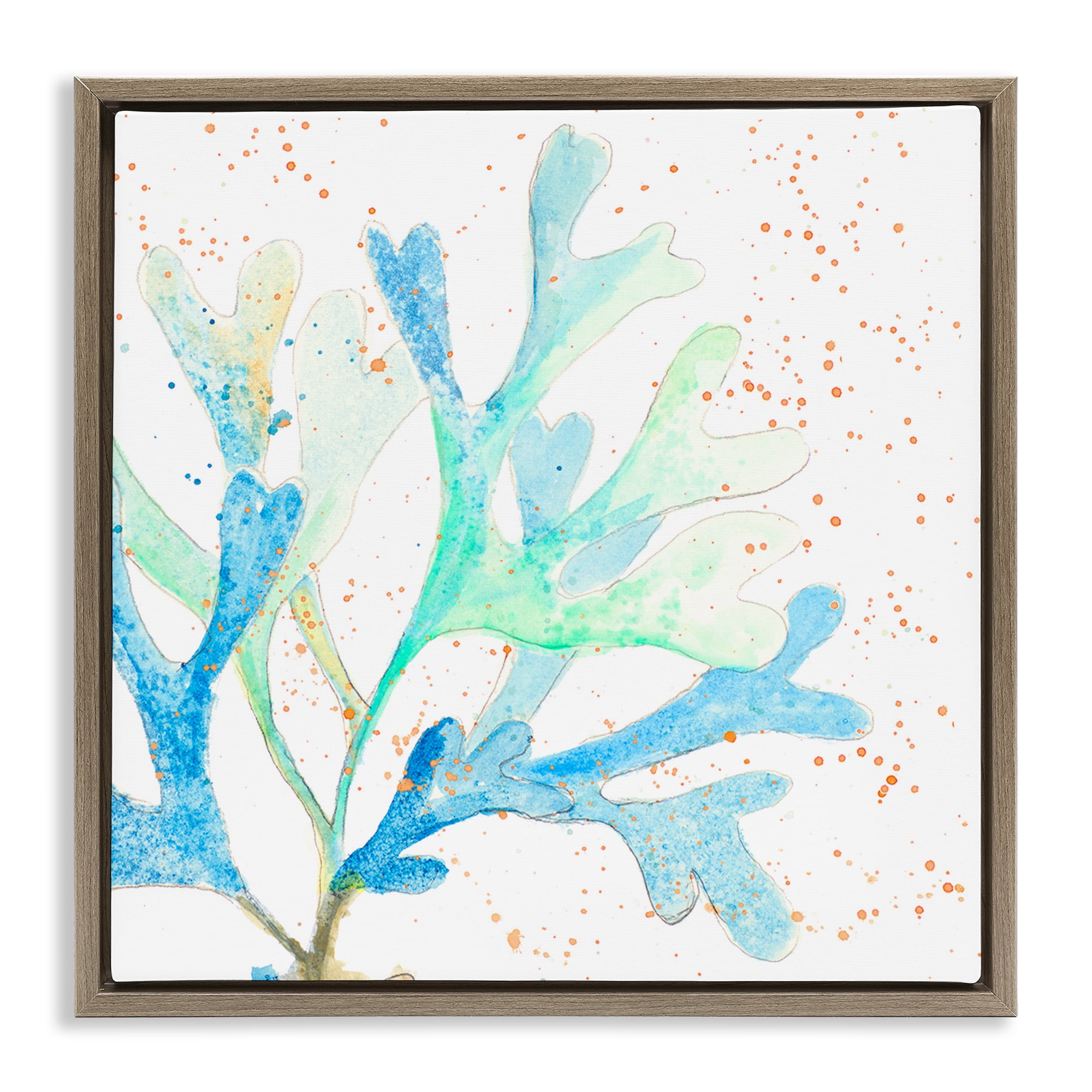 Stupell Industries Speckled Modern Coral Coastal Painting Brown Floater Framed Canvas Art Print Wall Art, 25 x 25