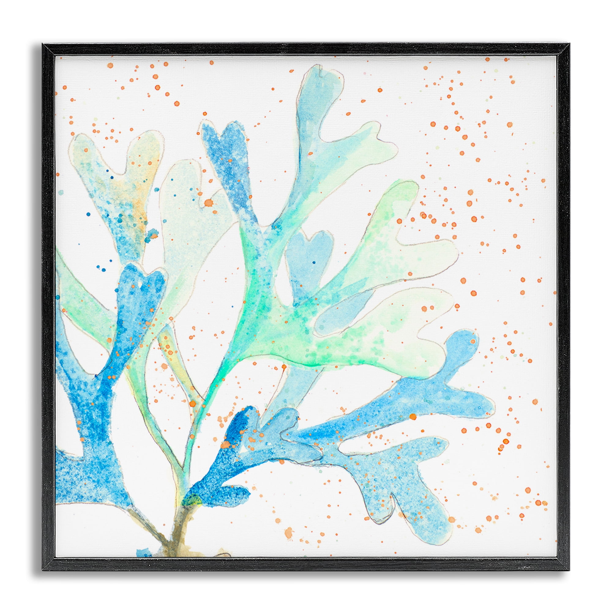 Stupell Industries Speckled Modern Coral Coastal Painting Gray Framed Art Print Wall Art, 24 x 24