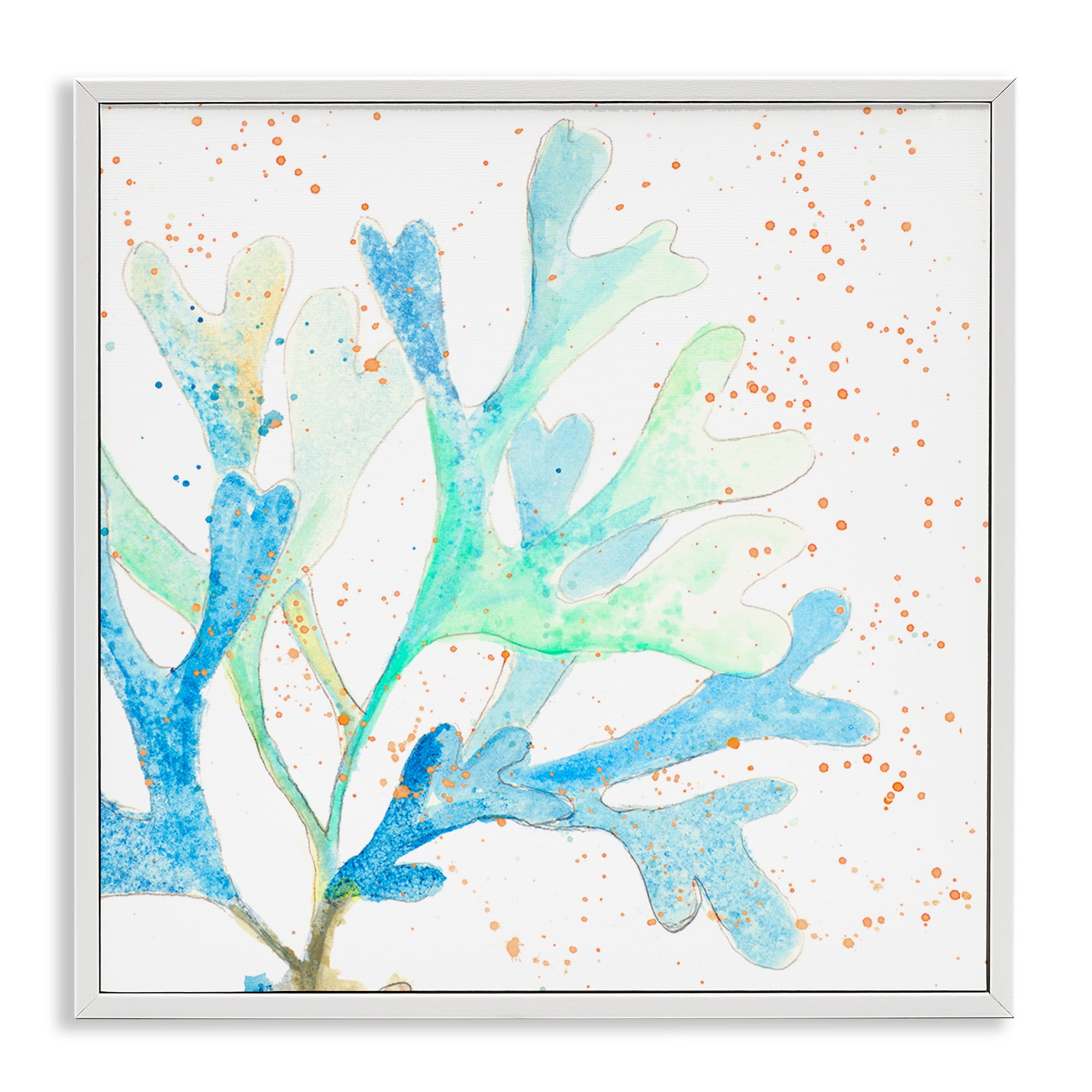 Stupell Industries Speckled Modern Coral Coastal Painting White Framed Art Print Wall Art, 12 x 12
