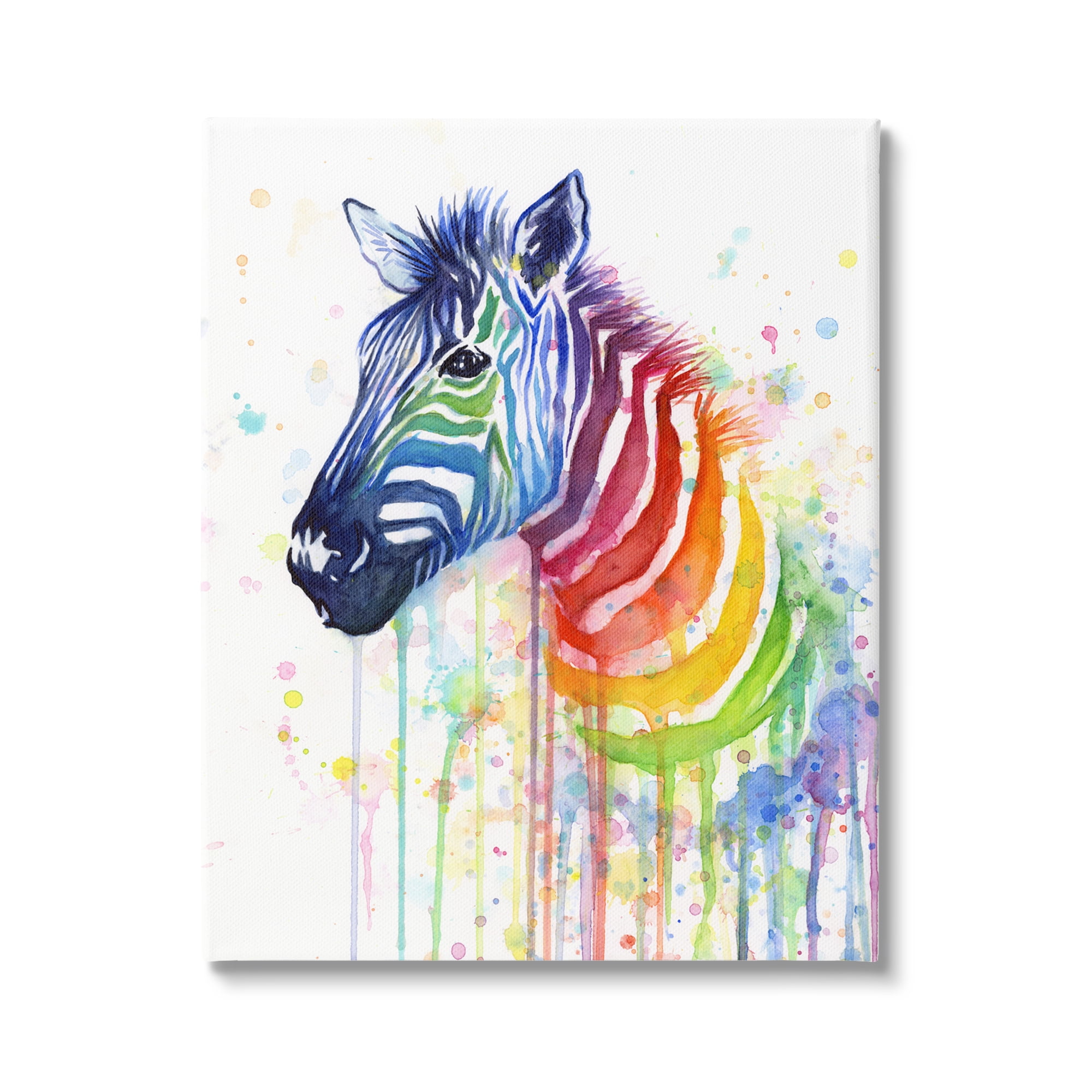 Stupell Industries Speckled Paint Drip Rainbow Zebra Striped Pattern Canvas Wall Art, 16 x 20, Design by Olga Shvartsur