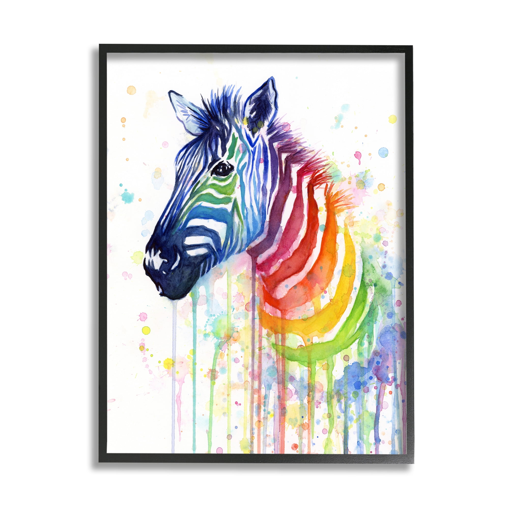 Stupell Industries Speckled Paint Drip Rainbow Zebra Striped Pattern Framed Wall Art, 11 x 14, Design by Olga Shvartsur