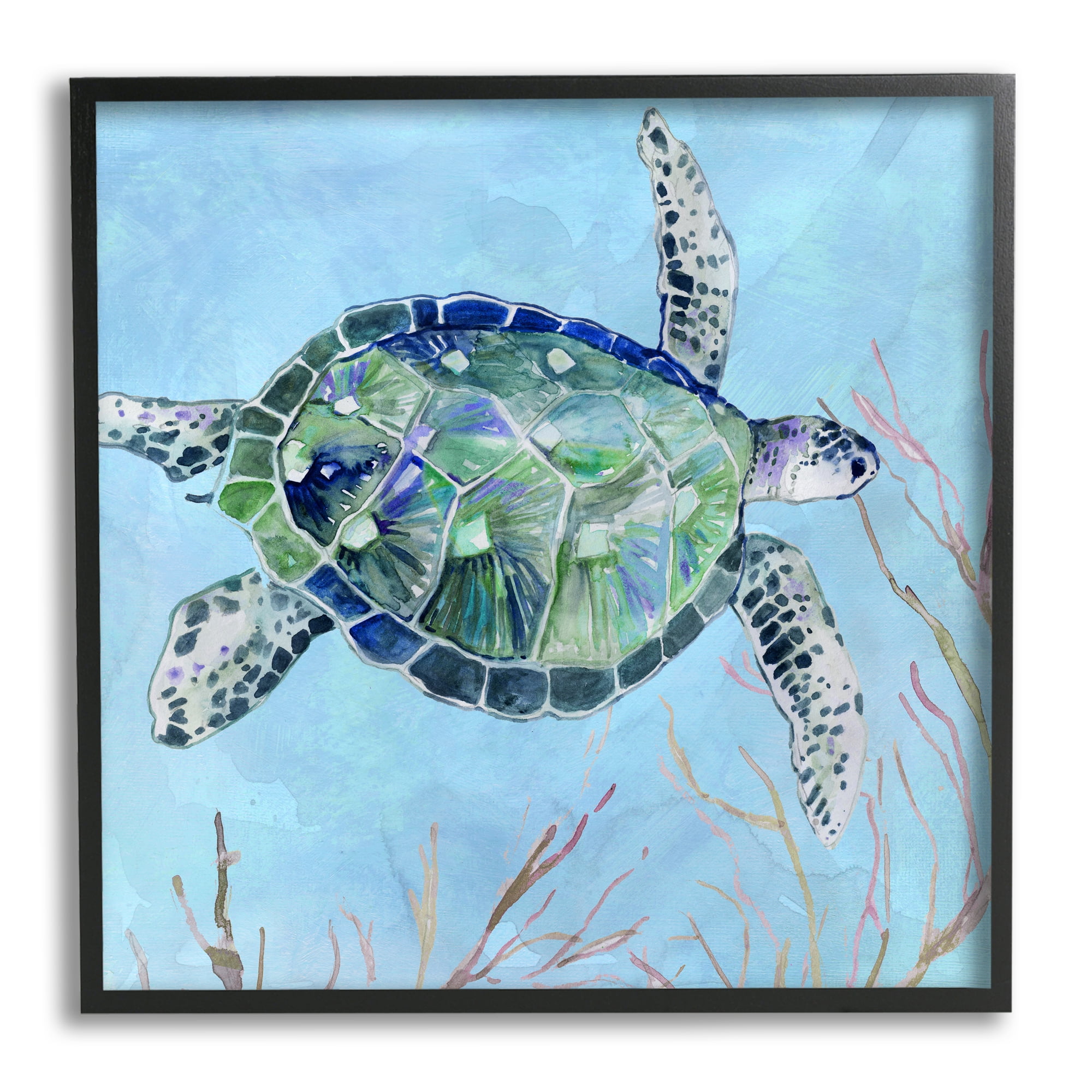 Stupell Industries Speckled Sea Tortoise Deep Sea Aquatic Animal, 17 x 30, Design by Carol Robinson