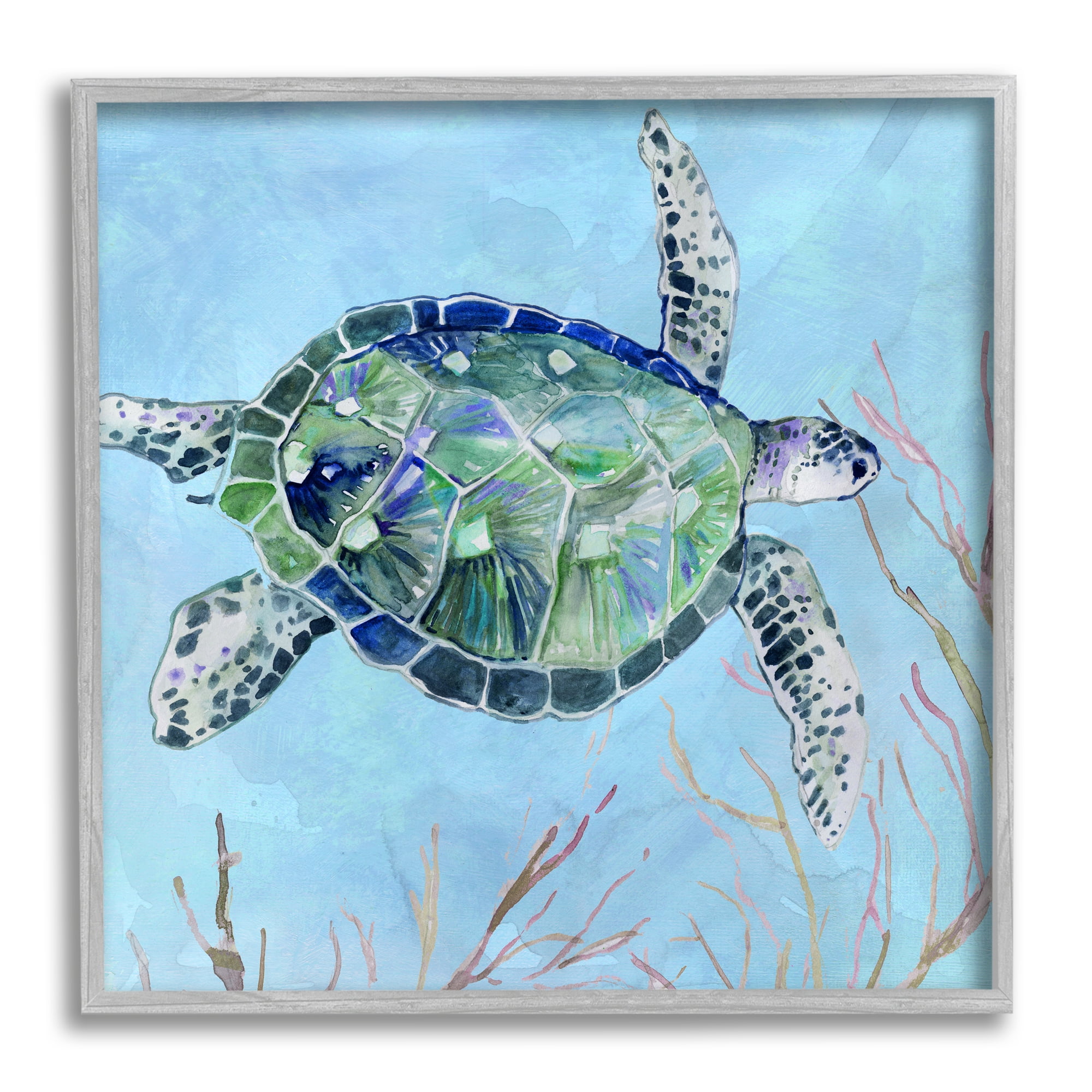 Stupell Industries Speckled Sea Tortoise Deep Sea Aquatic Animal, 24 x 24, Design by Carol Robinson