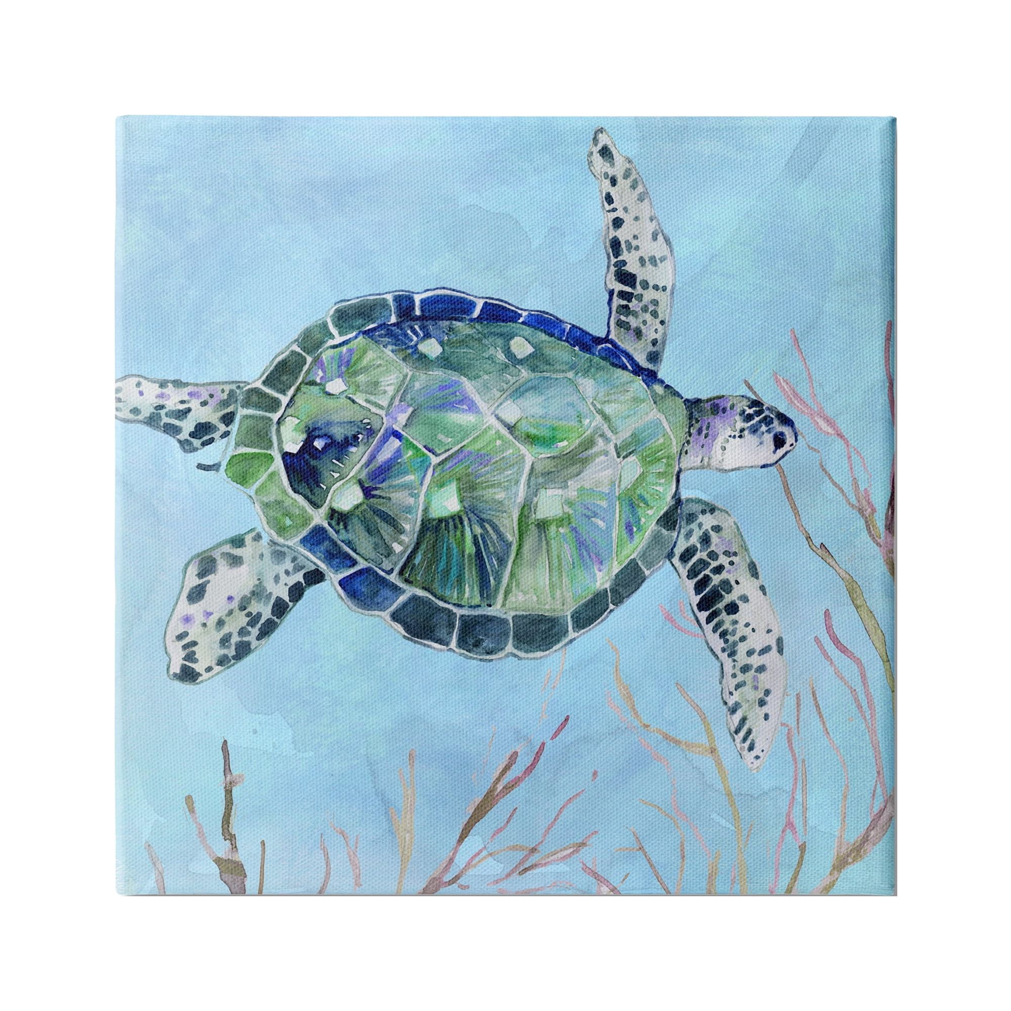 Stupell Industries Speckled Sea Tortoise Deep Sea Aquatic Animal, 30 x 30, Design by Carol Robinson