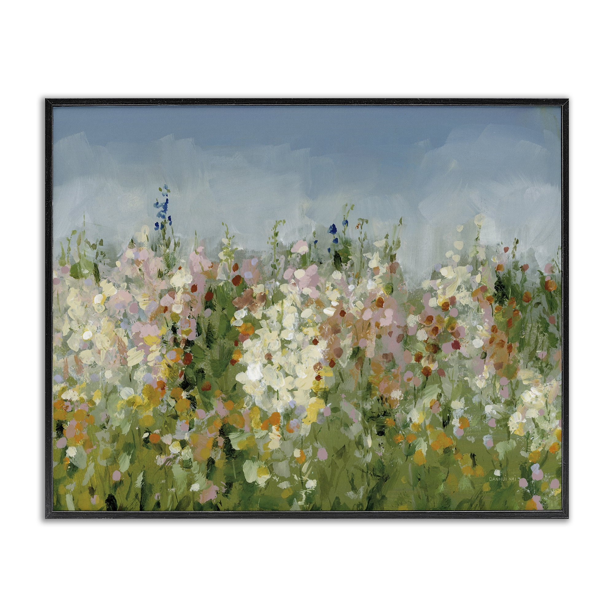 Stupell Industries Speckled Tranquil Field Landscape & Nature Painting Black Framed Art Print Wall Art, 14 x 11