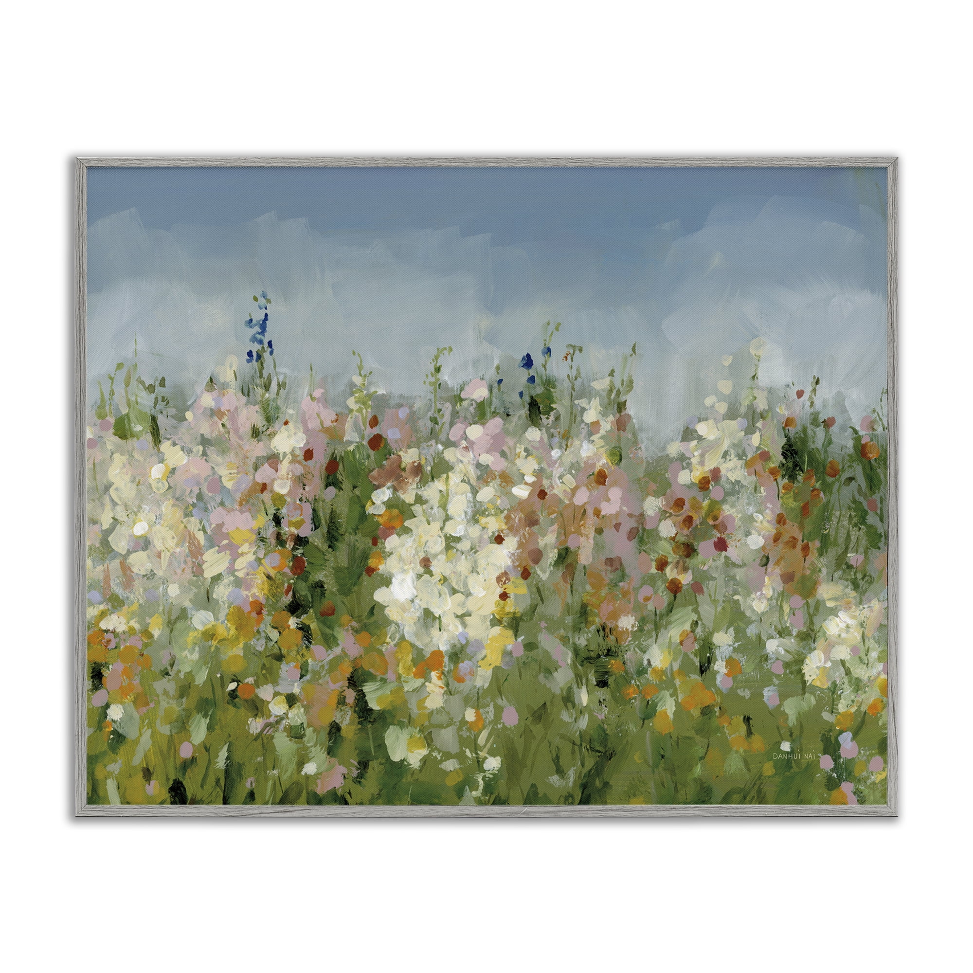 Stupell Industries Speckled Tranquil Field Landscape & Nature Painting Gray Framed Art Print Wall Art, 20 x 16