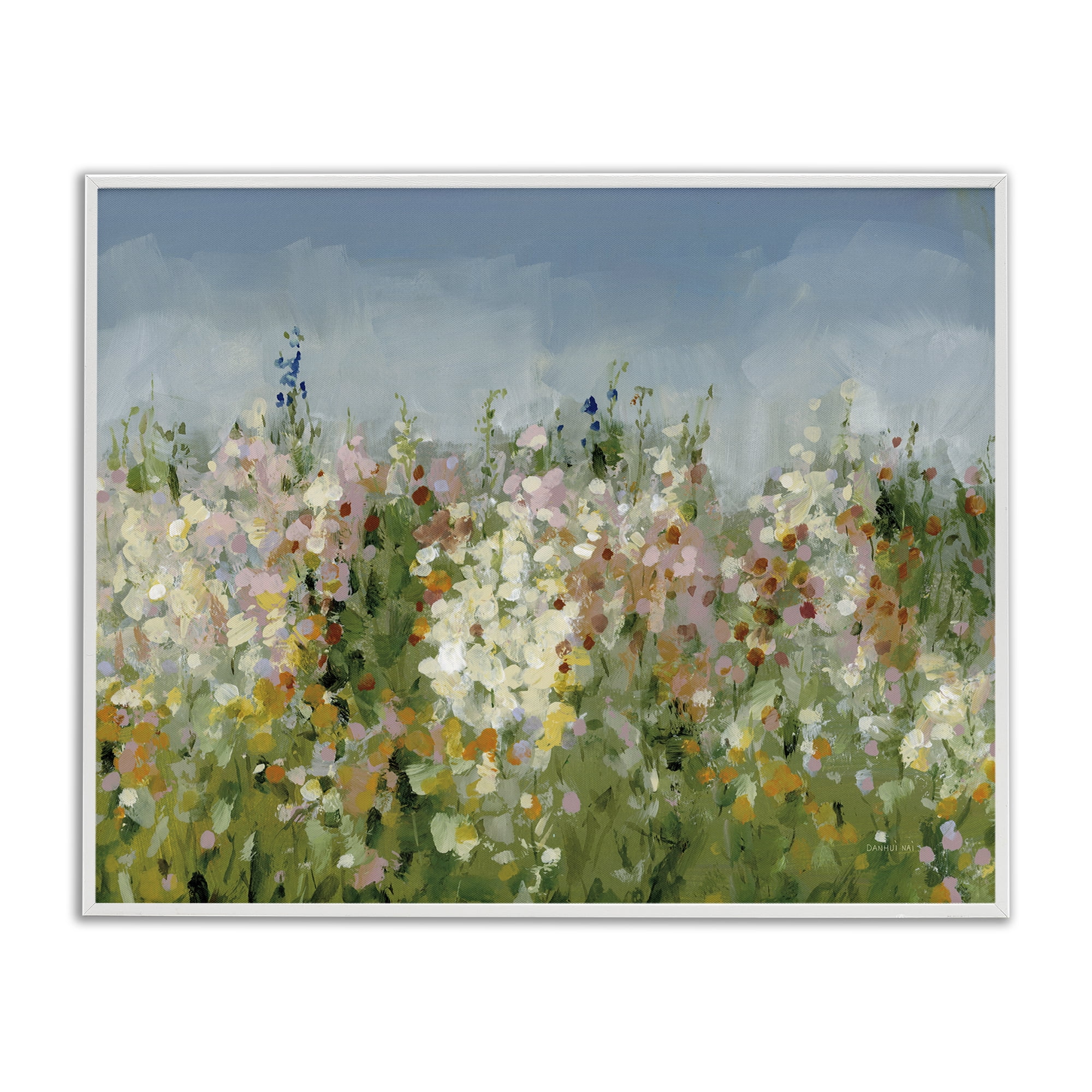 Stupell Industries Speckled Tranquil Field Landscape & Nature Painting White Framed Art Print Wall Art, 20 x 16