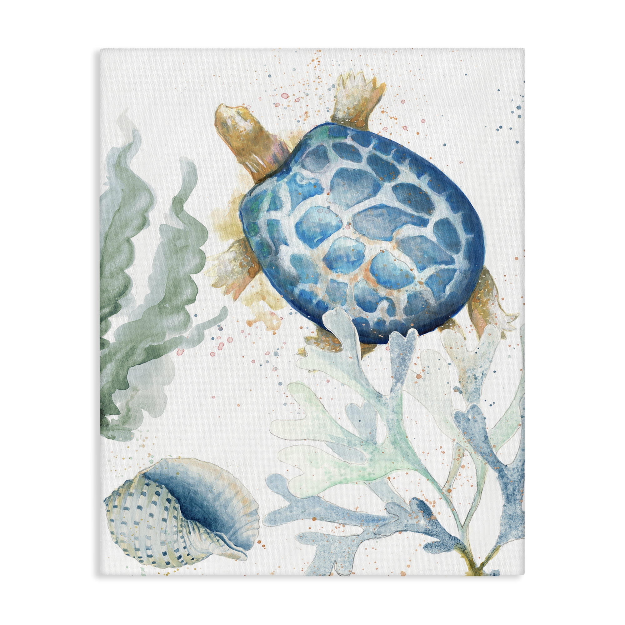Stupell Industries Speckled Turtle & Coral Animals & Insects Painting Gallery Wrapped Canvas Art Print Wall Art, 30 x 40