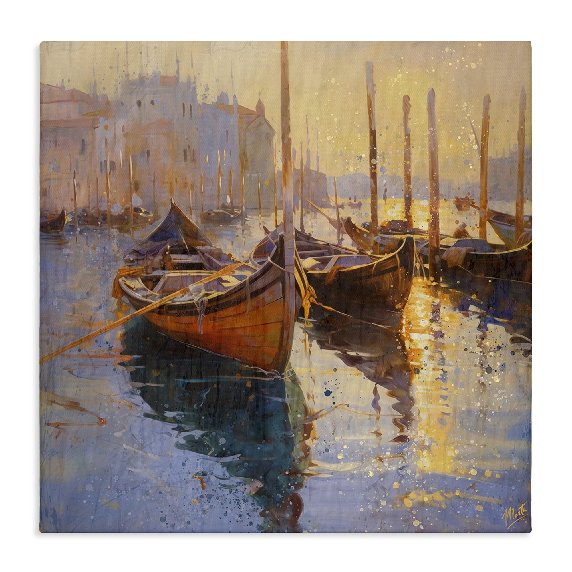 Stupell Industries Speckled Venice Boats Canvas Wall Art, design by Marta Wiley