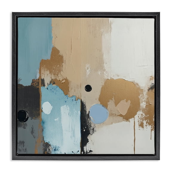Stupell Industries Speculations Abstract Brown Blue Black Framed Floater Canvas Wall Art design by Annabelle Hall, 25 x 25