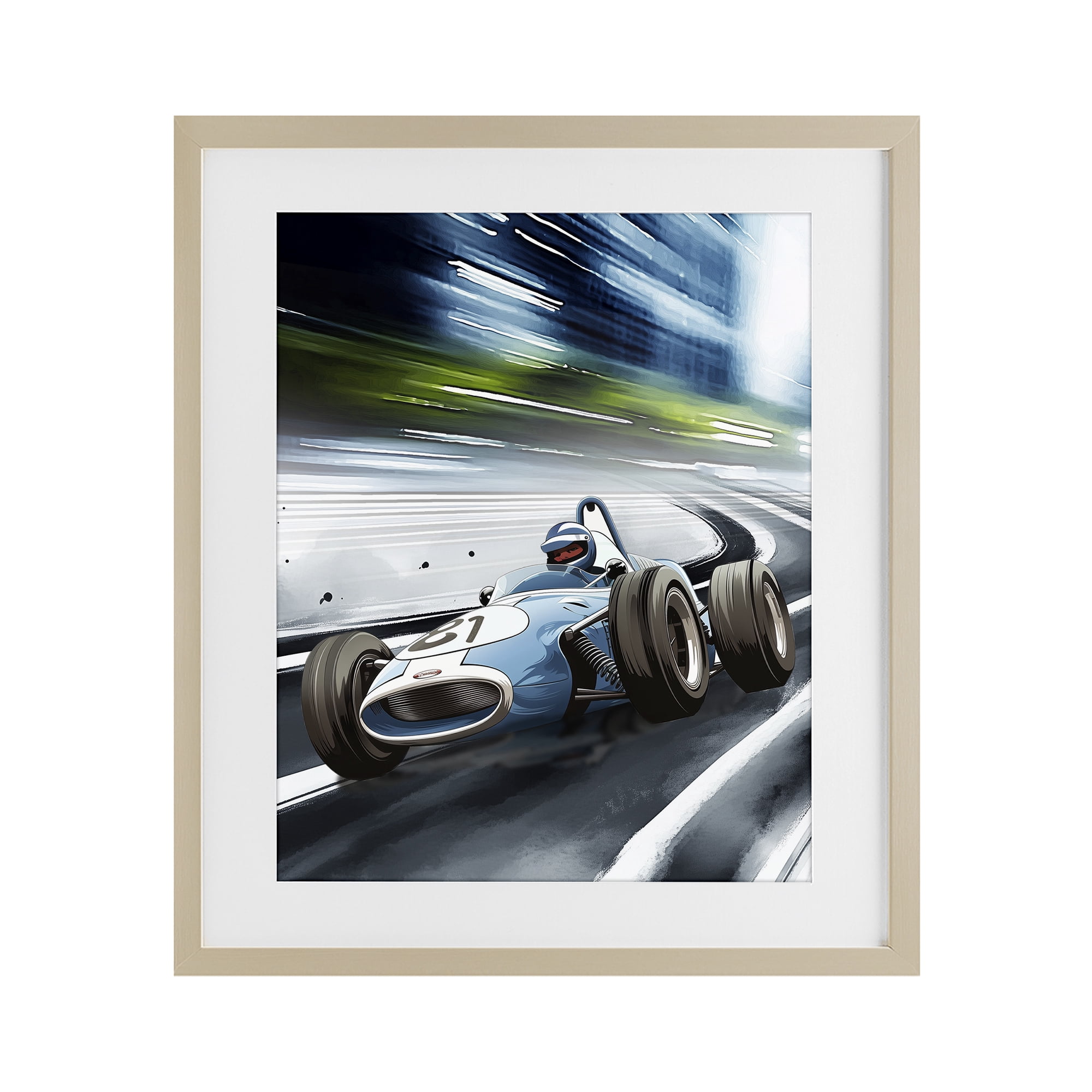 Stupell Industries Speeding Racecar Driver Birch Framed Print Under Glass, design by Christine Simpson Art