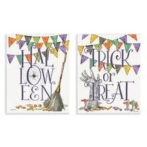 Stupell Industries Spellbound Halloween Phrases 2 Piece Wall Plaque Art Set design by Leslie Trimbach, 14 x 11