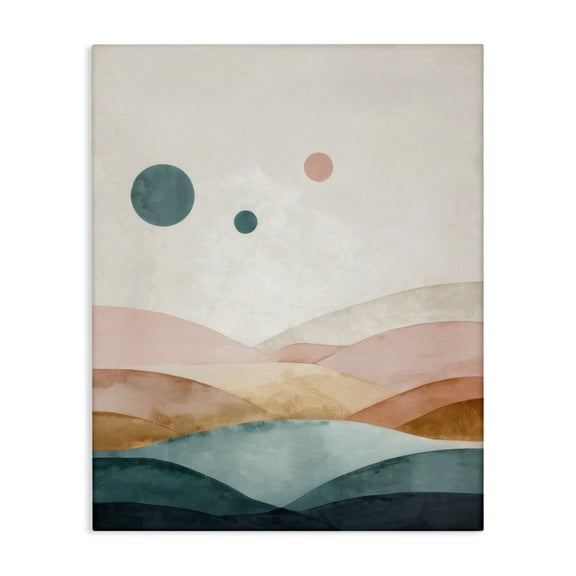 Stupell Industries Spheres Above Desert Landscape Painting Gallery Wrapped Canvas Art Print Wall Art, 16 x 20