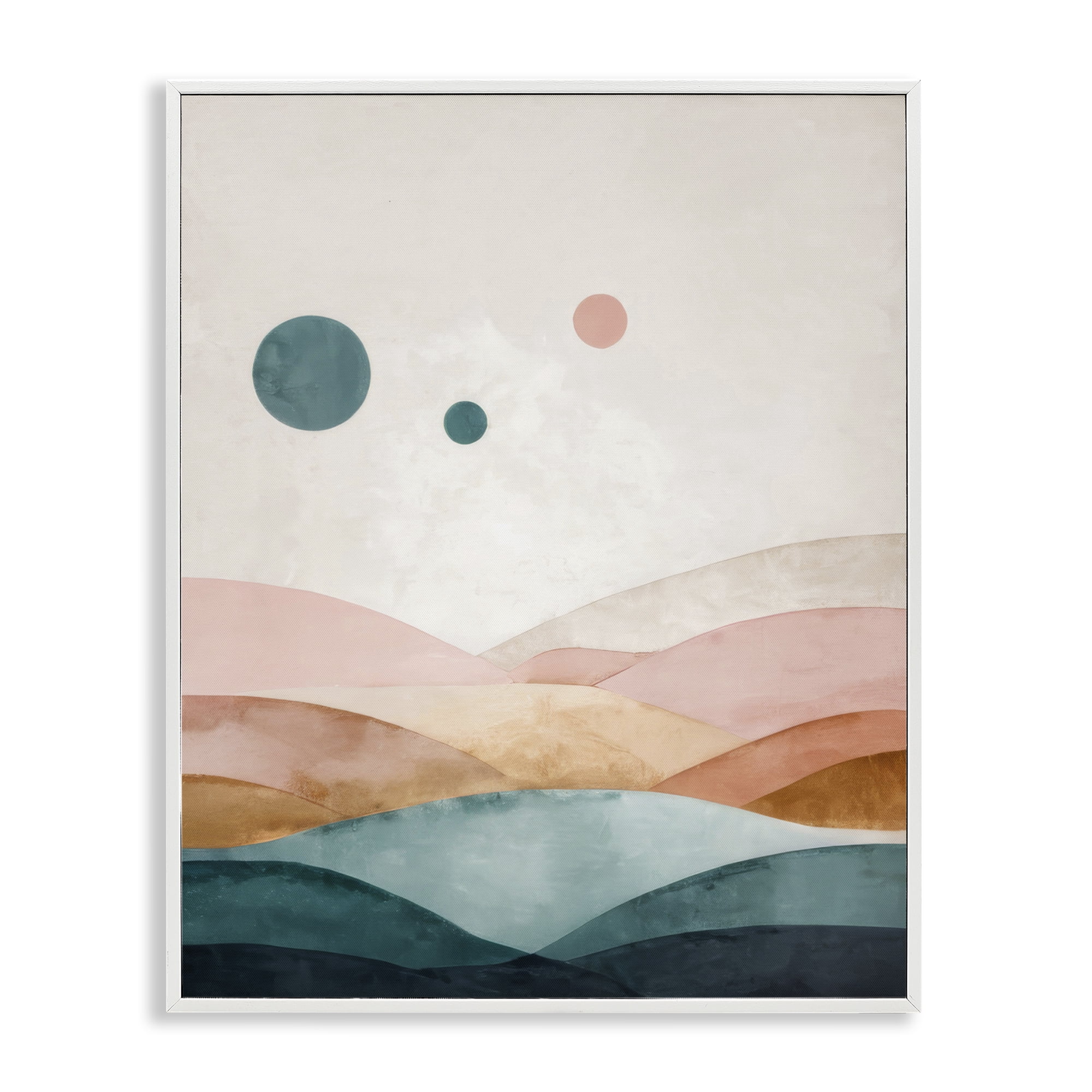 Stupell Industries Spheres Above Desert Landscape Painting White Framed Art Print Wall Art, 24 x 30