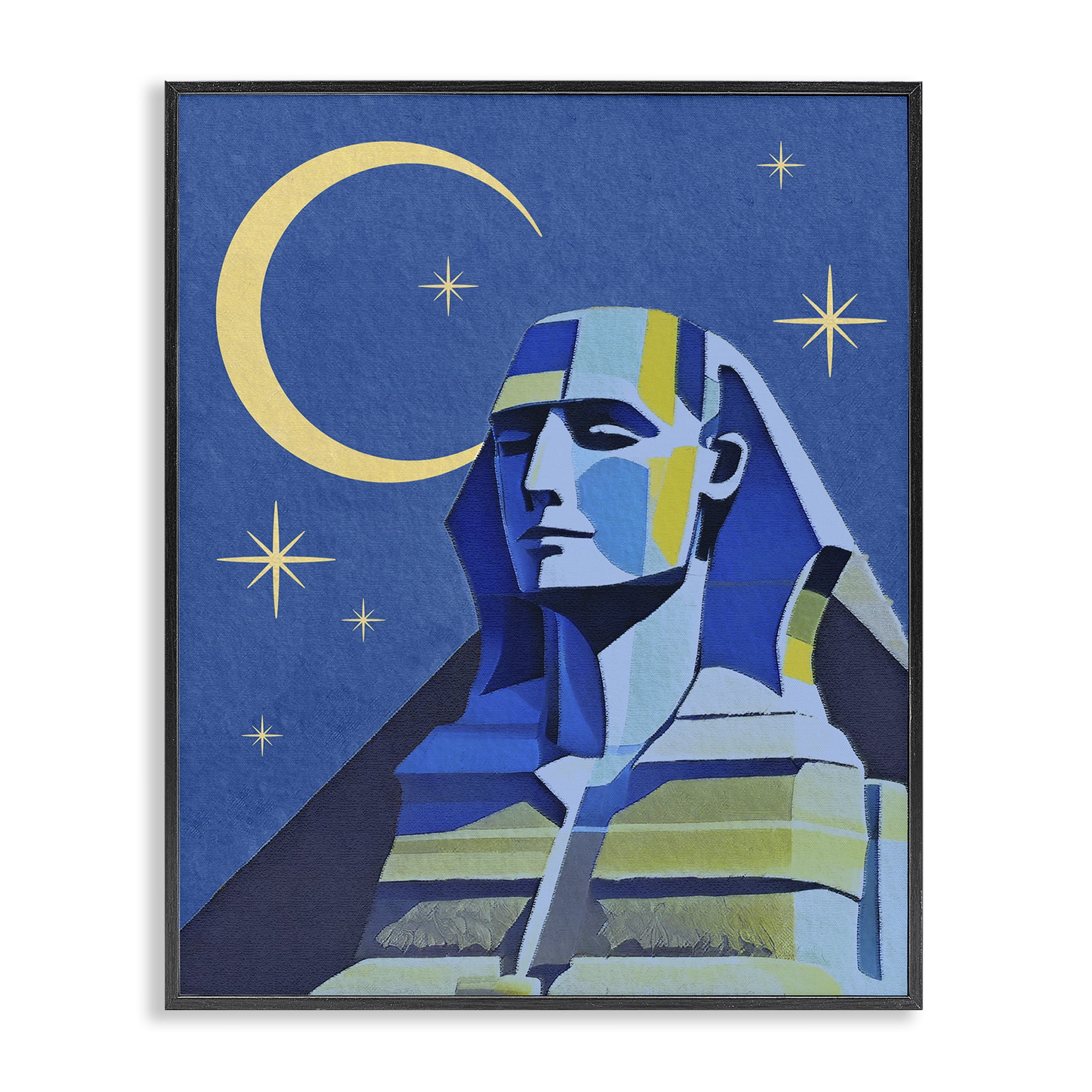 Stupell Industries Sphinx with Moon Buildings & Architecture Painting Black Framed Art Print Wall Art, 16 x 20