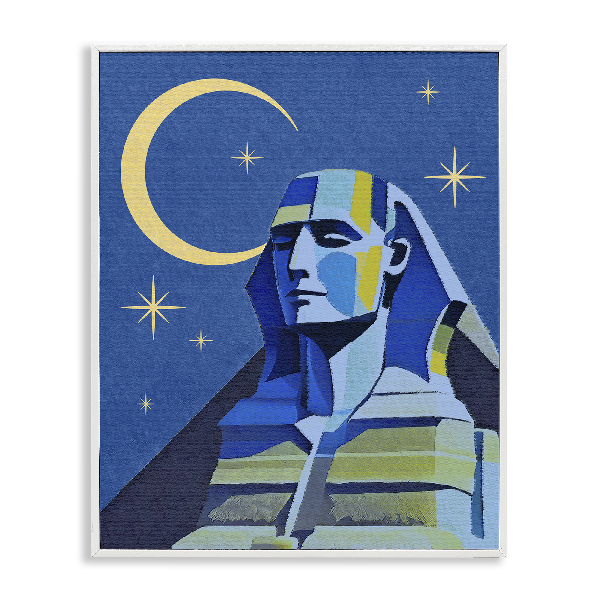 Stupell Industries Sphinx with Moon Buildings & Architecture Painting White Framed Art Print Wall Art, 16 x 20