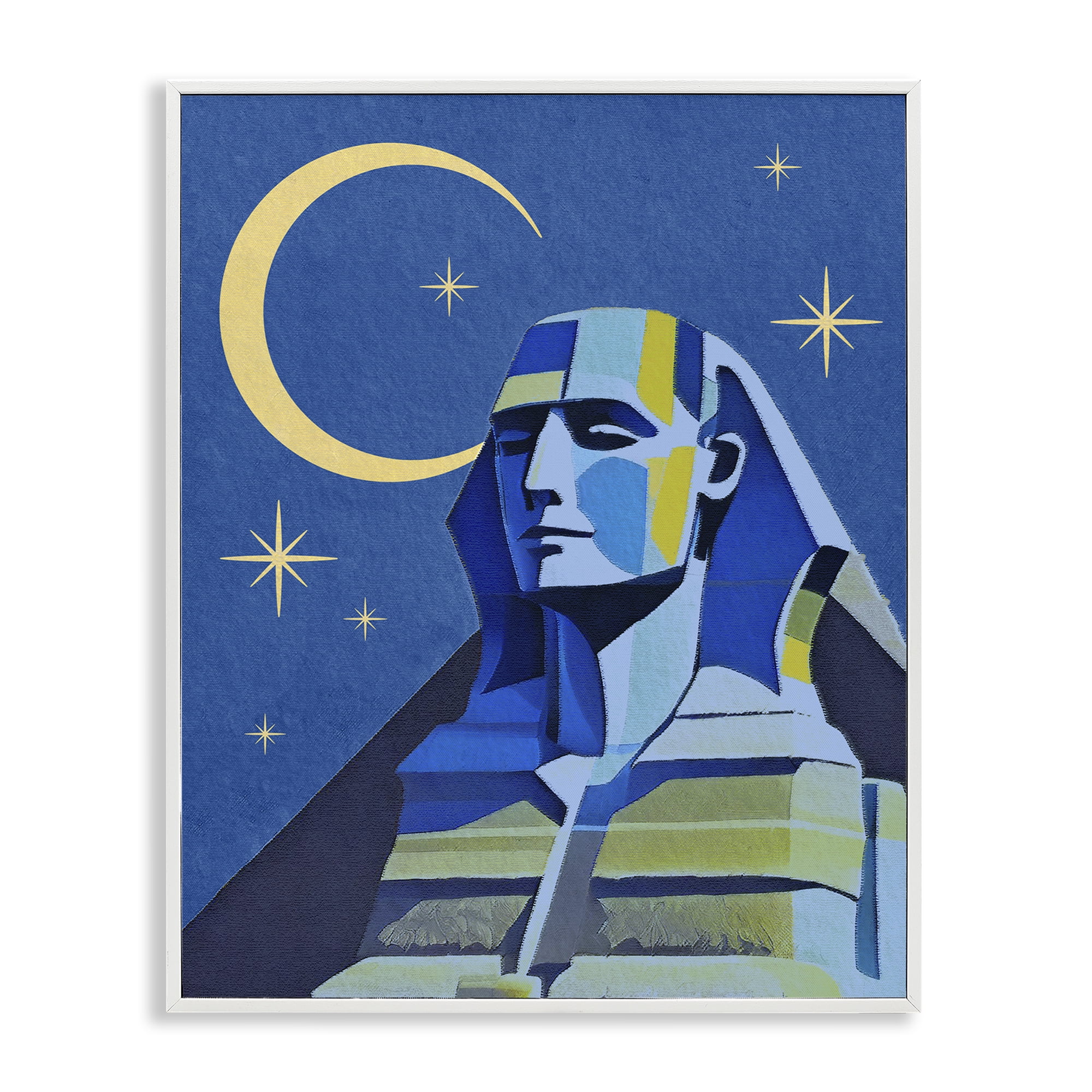 Stupell Industries Sphinx with Moon Buildings & Architecture Painting White Framed Art Print Wall Art, 24 x 30