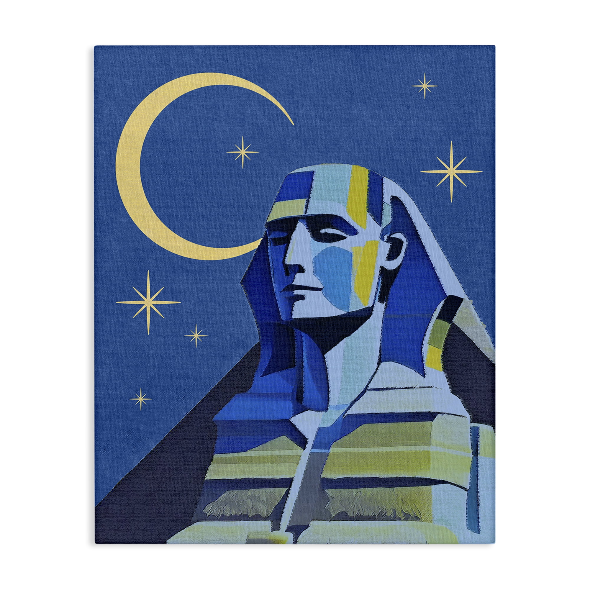 Stupell Industries Sphinx with Moon Buildings & Architecture Painting Wrapped Canvas Art Print Wall Art, 36 x 48