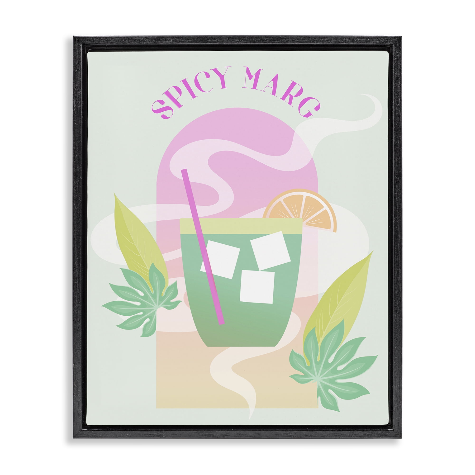 Stupell Industries Spicy Marg Cocktail Food & Beverage Painting Black Floater Framed Canvas Art Print Wall Art, 17 x 21