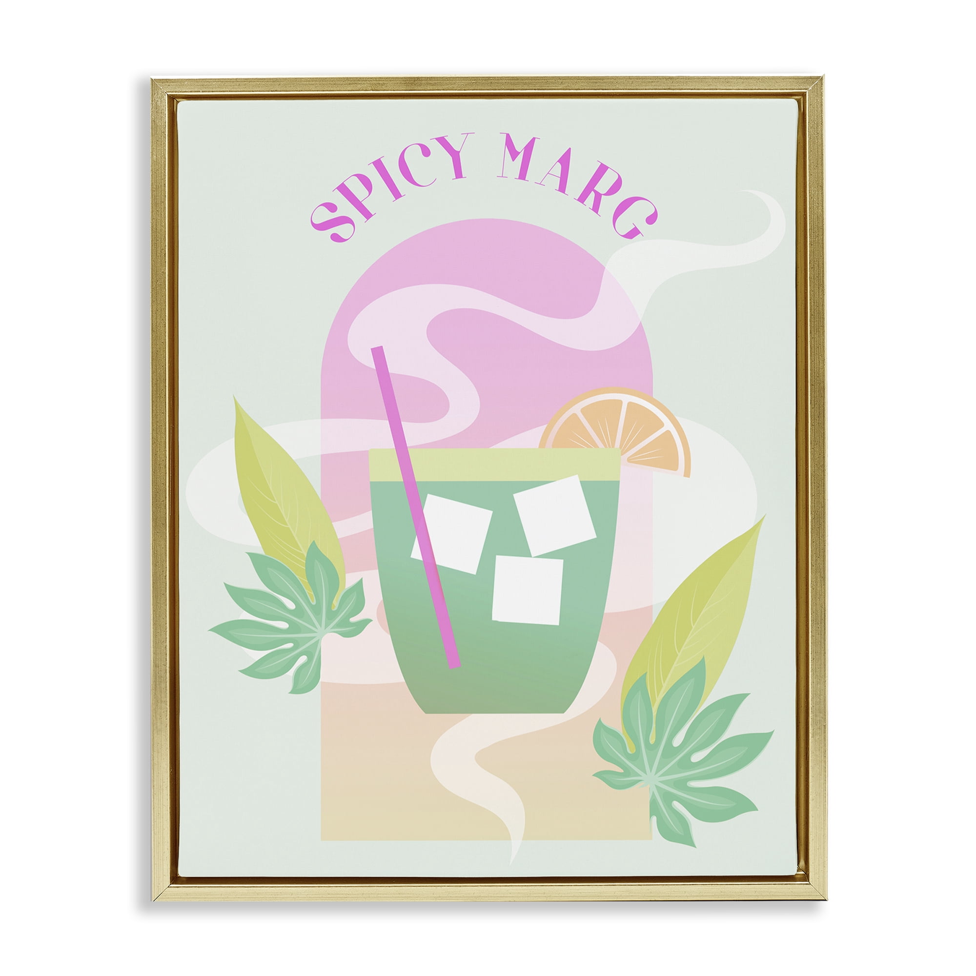 Stupell Industries Spicy Marg Cocktail Food & Beverage Painting Gold Floater Framed Canvas Art Print Wall Art, 25 x 31