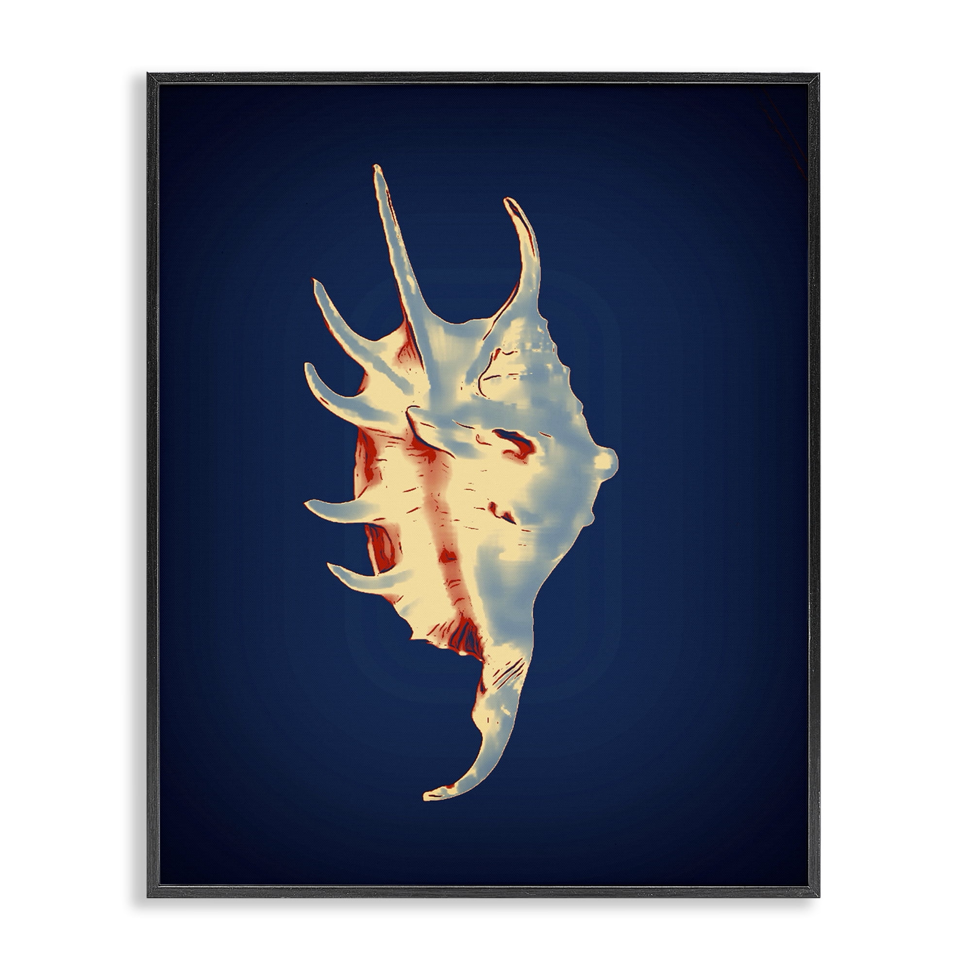 Stupell Industries Spider Conch on Blue Nautical & Beach Painting Black Framed Art Print Wall Art, 16 x 20