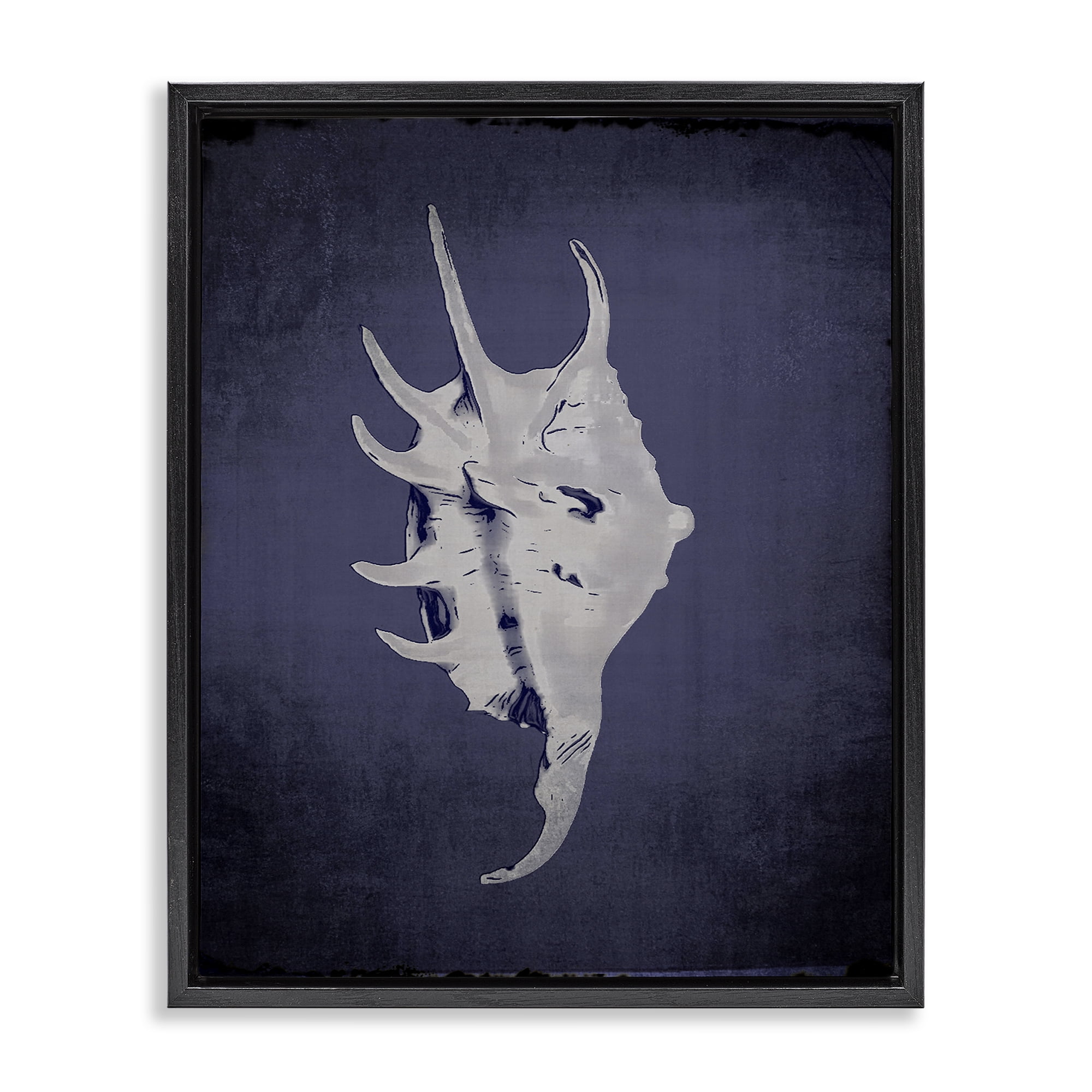 Stupell Industries Spider Conch on Indigo Nautical & Beach Painting Black Floater Framed Canvas Art Print Wall Art, 25 x 31