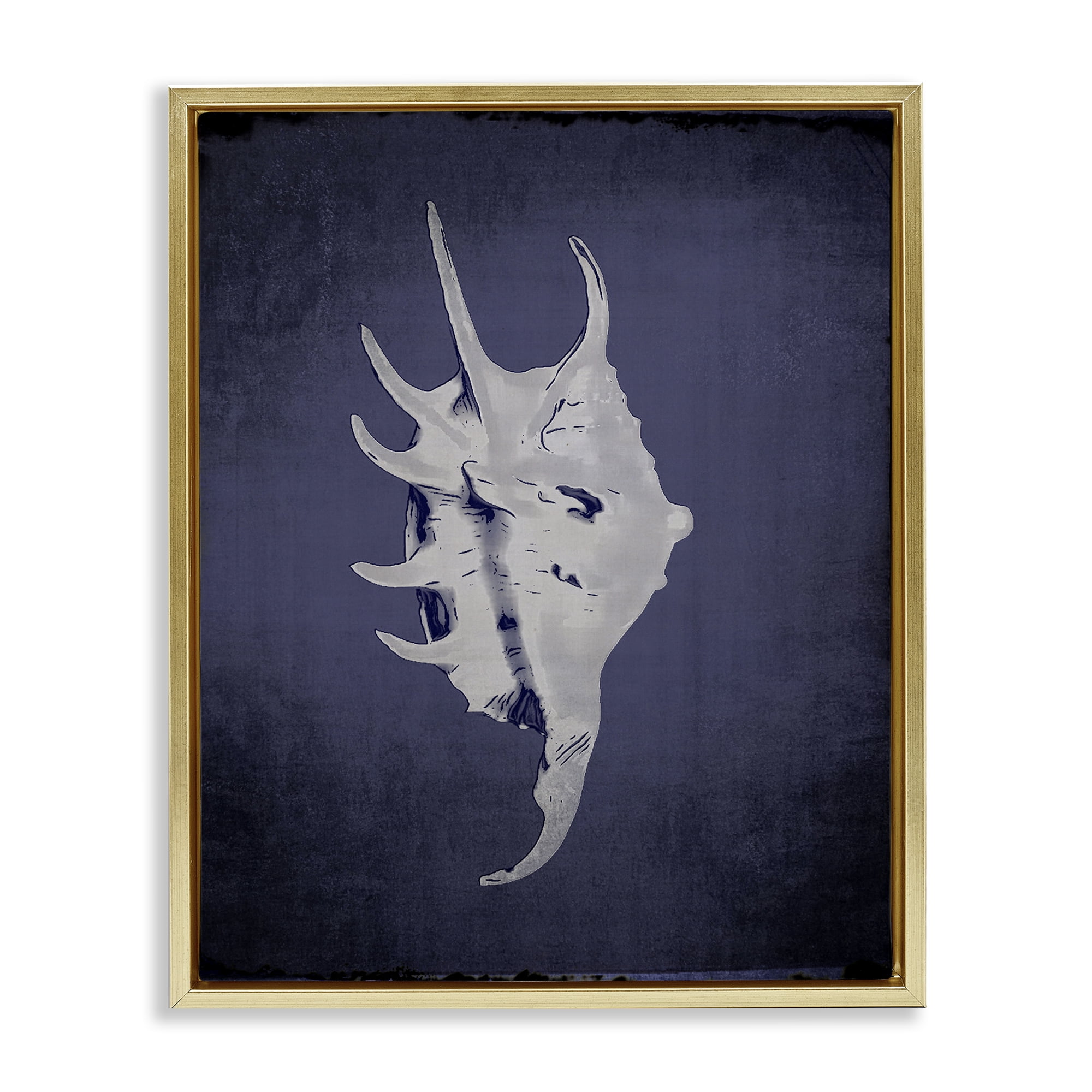 Stupell Industries Spider Conch on Indigo Nautical & Beach Painting Gold Floater Framed Canvas Art Print Wall Art, 17 x 21