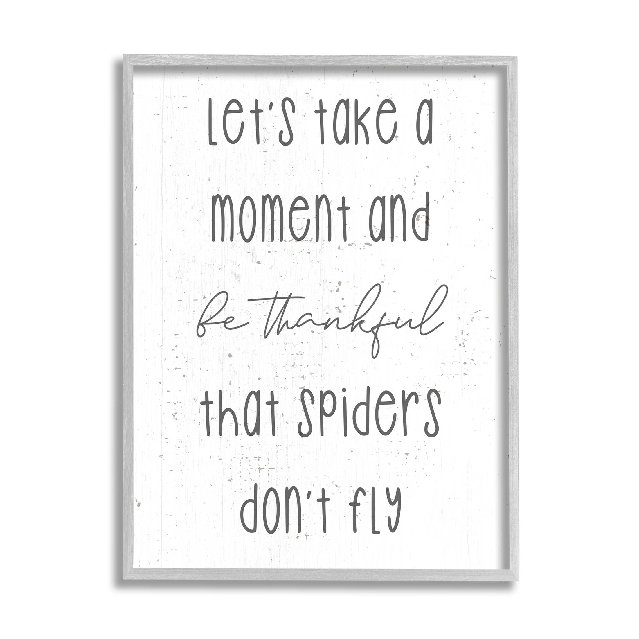 Stupell Industries Spiders Don't Fly Humor Graphic Art Gray Framed Art Print Wall Art, Design by Daphne Polselli