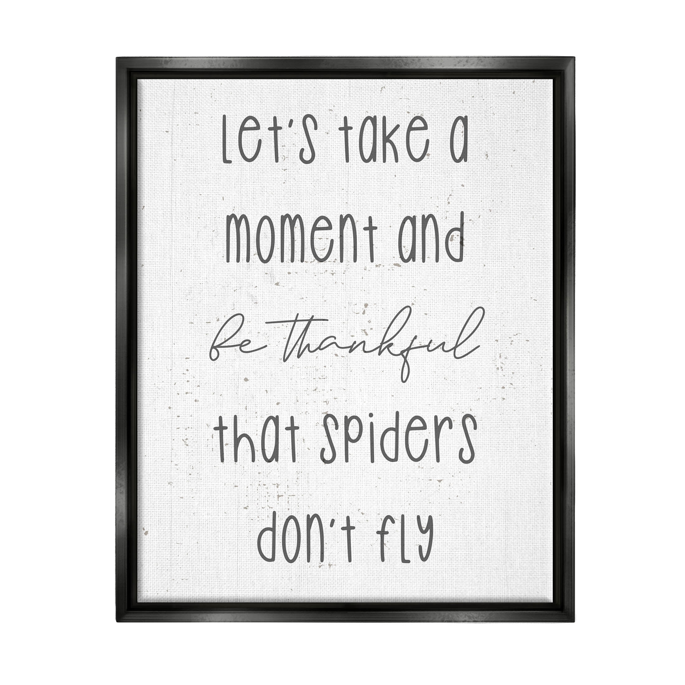 Stupell Industries Spiders Don't Fly Humor Graphic Art Jet Black Floating Framed Canvas Print Wall Art, Design by Daphne Polselli