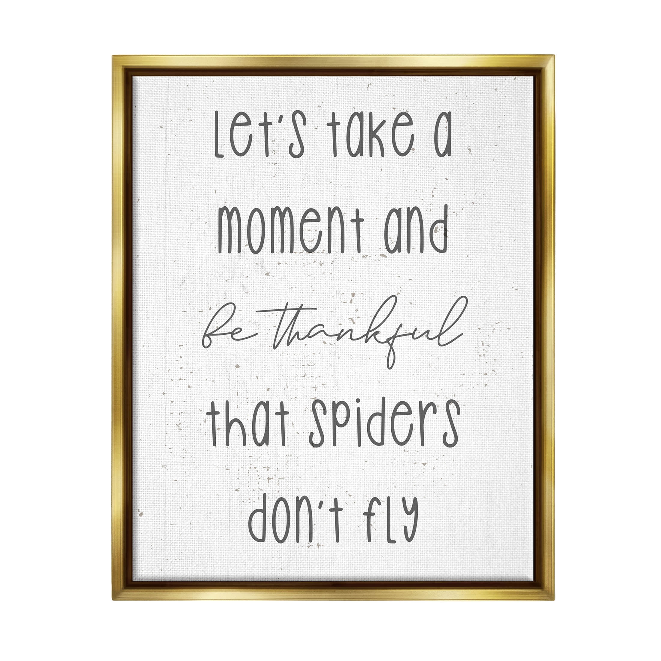 Stupell Industries Spiders Don't Fly Humor Graphic Art Metallic Gold Floating Framed Canvas Print Wall Art, Design by Daphne Polselli