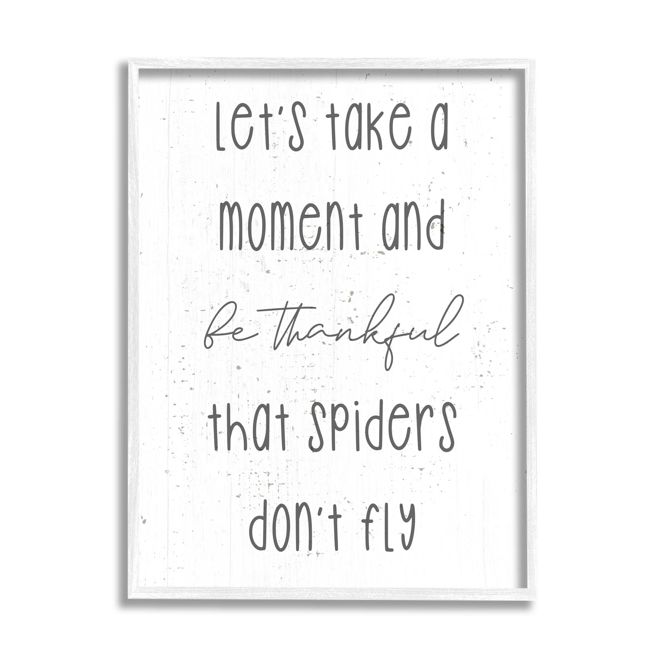 Stupell Industries Spiders Don't Fly Humor Graphic Art White Framed Art Print Wall Art, Design by Daphne Polselli