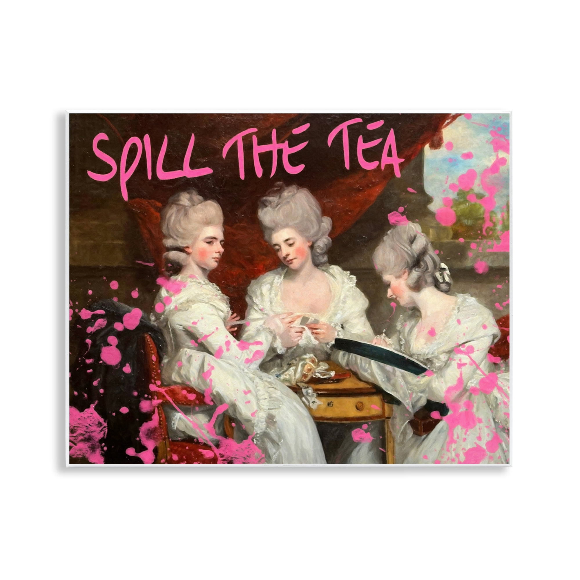 Stupell Industries Spill The Tea Iconic Ladies Wall Plaque Art, design by Grotto Studios