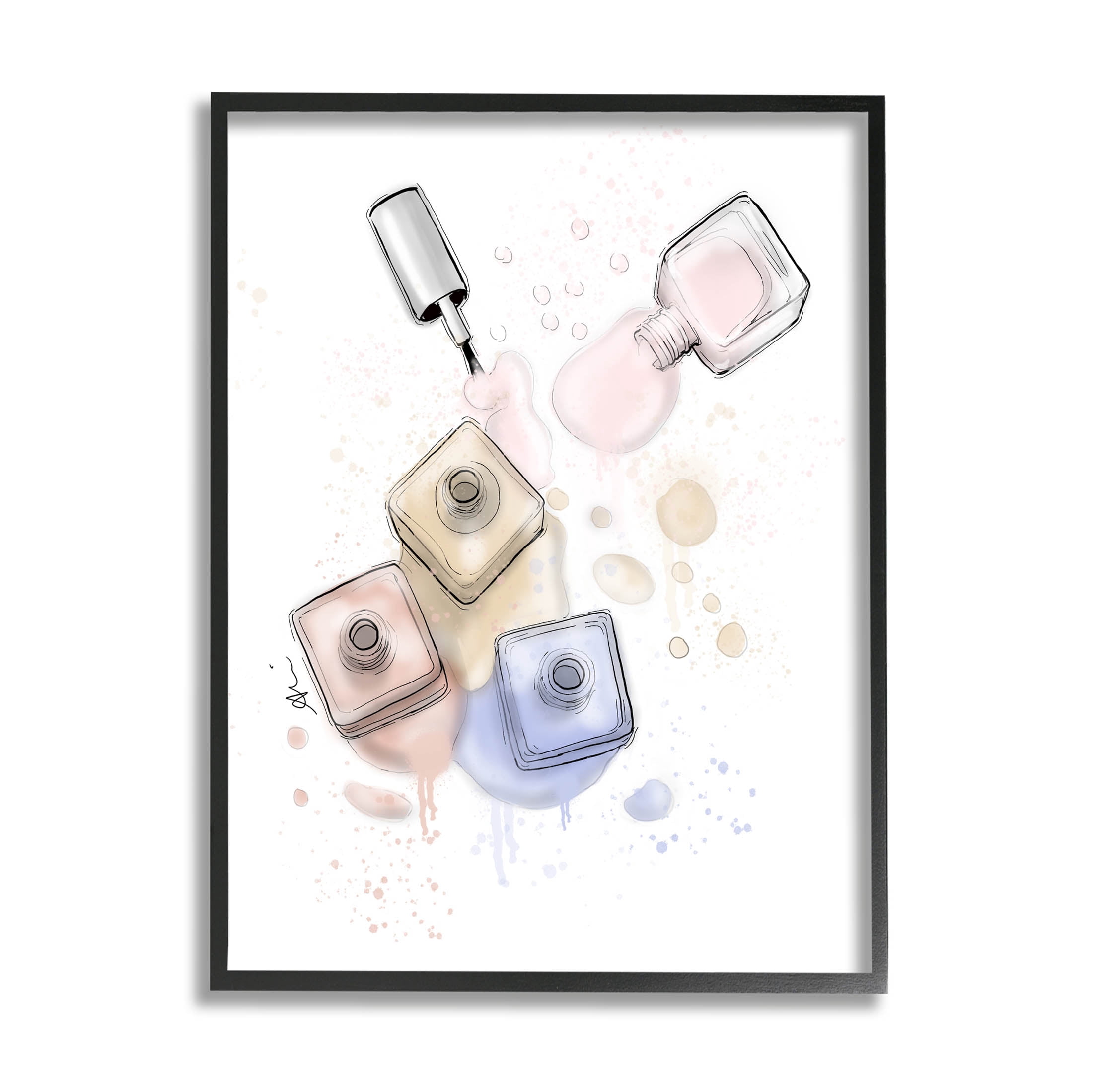 Stupell Industries Spilled Glam Nail Polish Graphic Art Black Framed Art Print Wall Art, Design by Alison Petrie