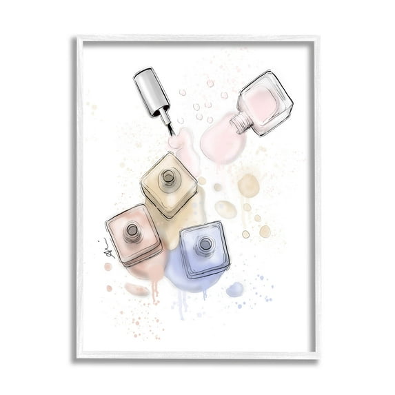 Stupell Industries Spilled Glam Nail Polish Graphic Art White Framed Art Print Wall Art, Design by Alison Petrie