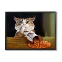 Stupell Industries Spilled The Beans Humorous Cat Kitchen Animal Painting Painting Black Framed Art Print Wall Art, Design by Lucia Heffernan
