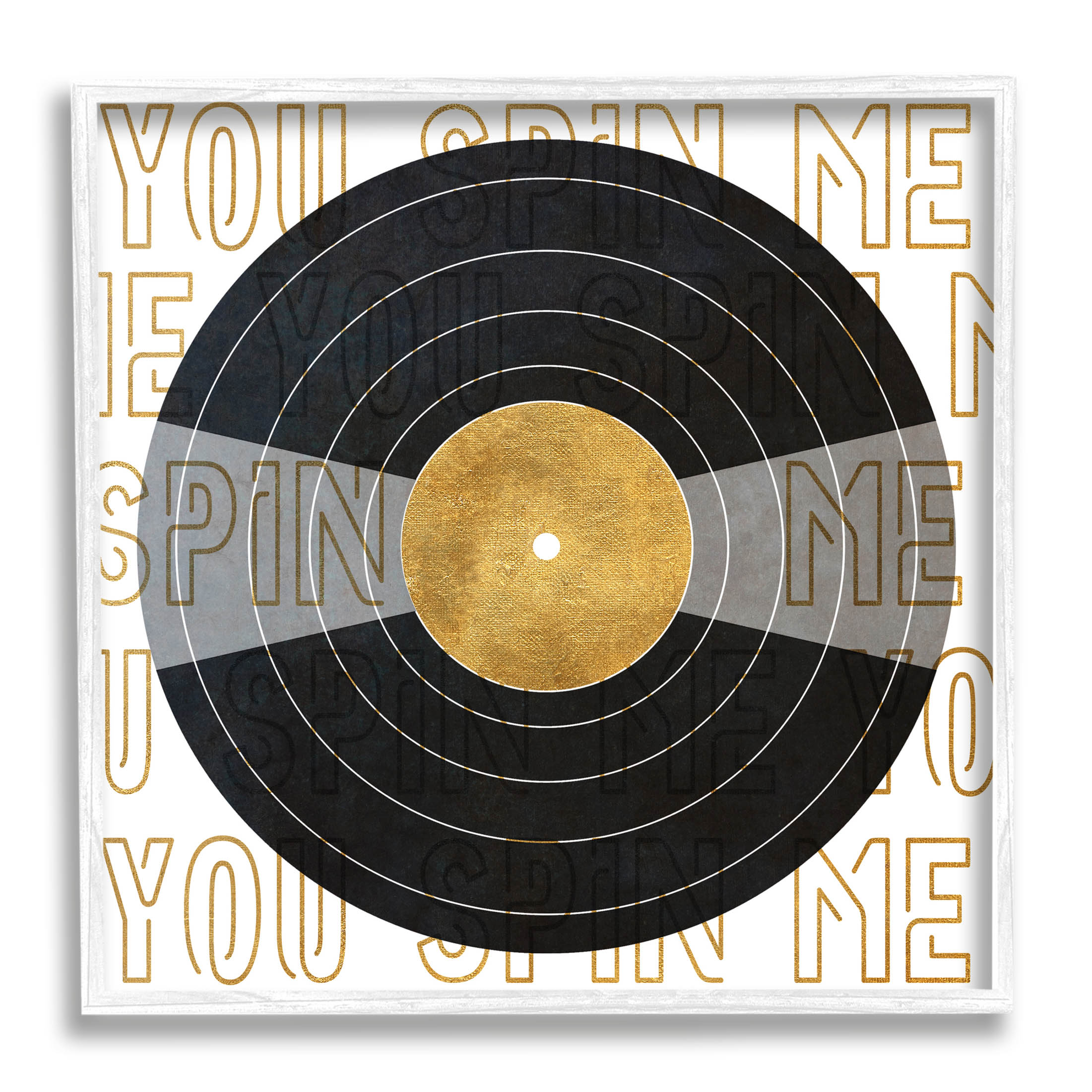 Stupell Industries Spin Me Vinyl Record Phrase Graphic Art White Framed Art Print Wall Art, Design by Sundance Group