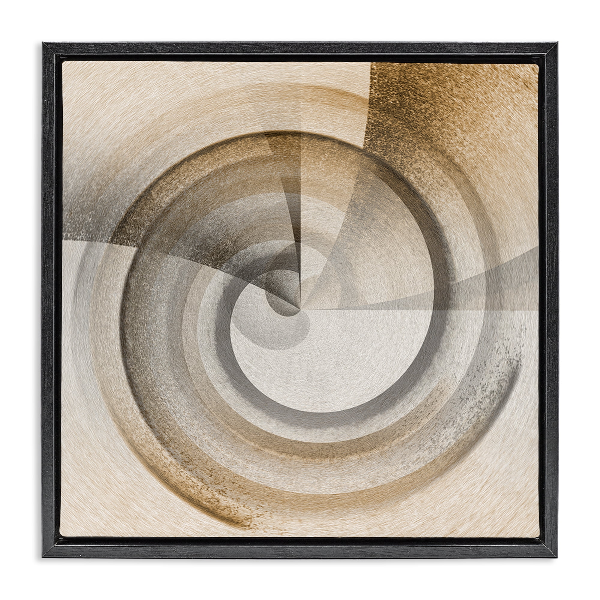Stupell Industries Spinning Centric Circle Abstract Painting Black Floater Framed Canvas Art Print Wall Art, 25 x 25