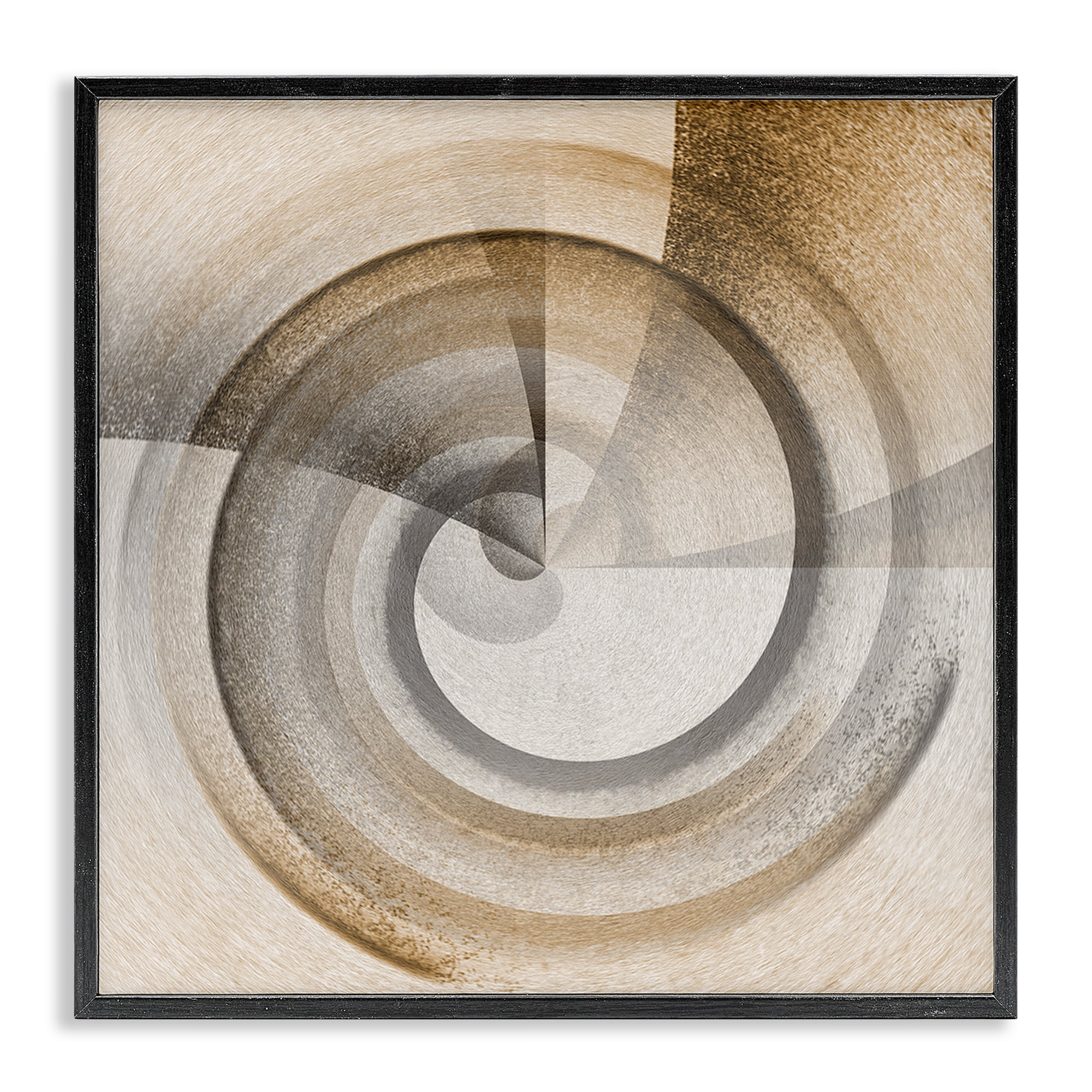 Stupell Industries Spinning Centric Circle Abstract Painting Black Framed Art Print Wall Art, 24 x 24