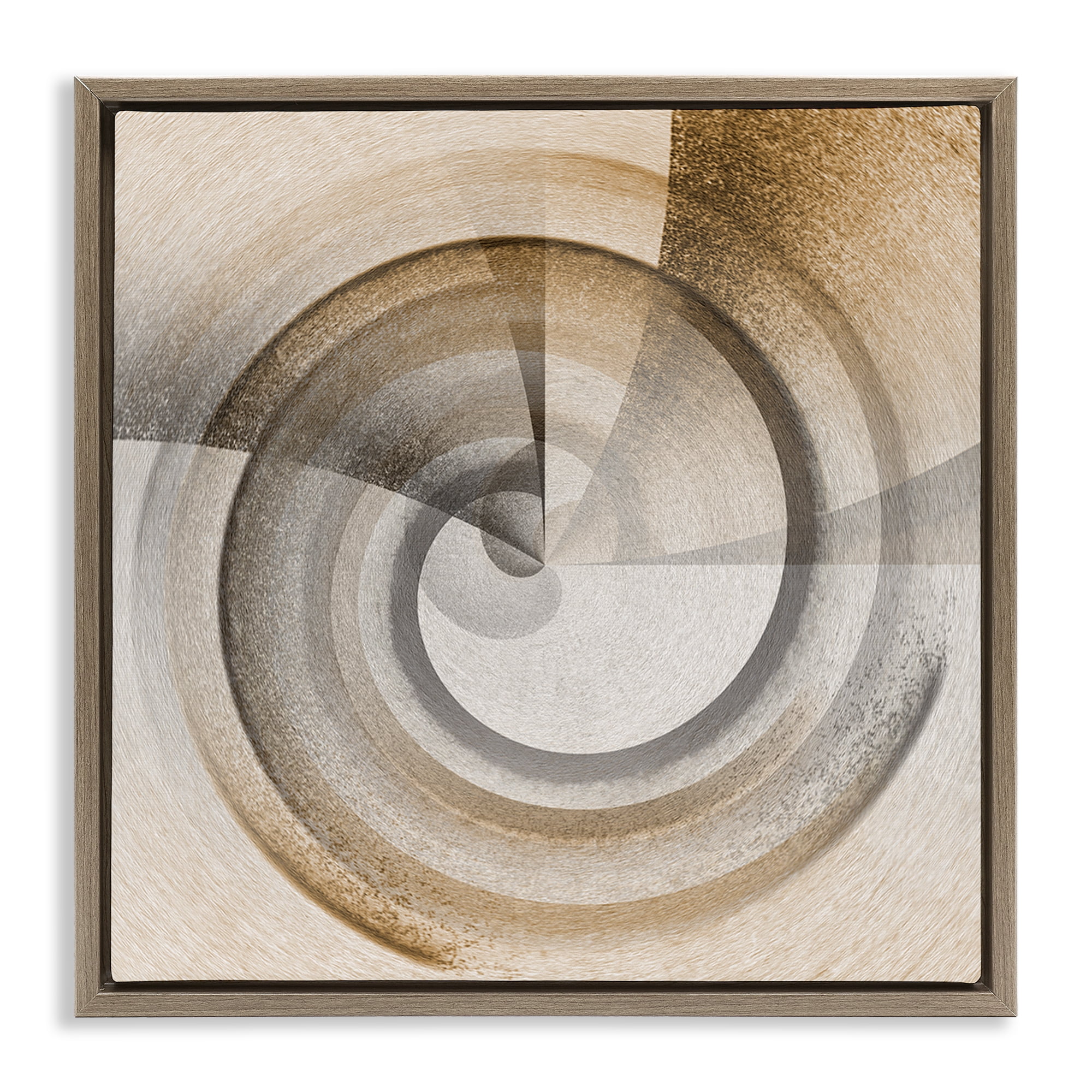 Stupell Industries Spinning Centric Circle Abstract Painting Brown Floater Framed Canvas Art Print Wall Art, 18 x 18