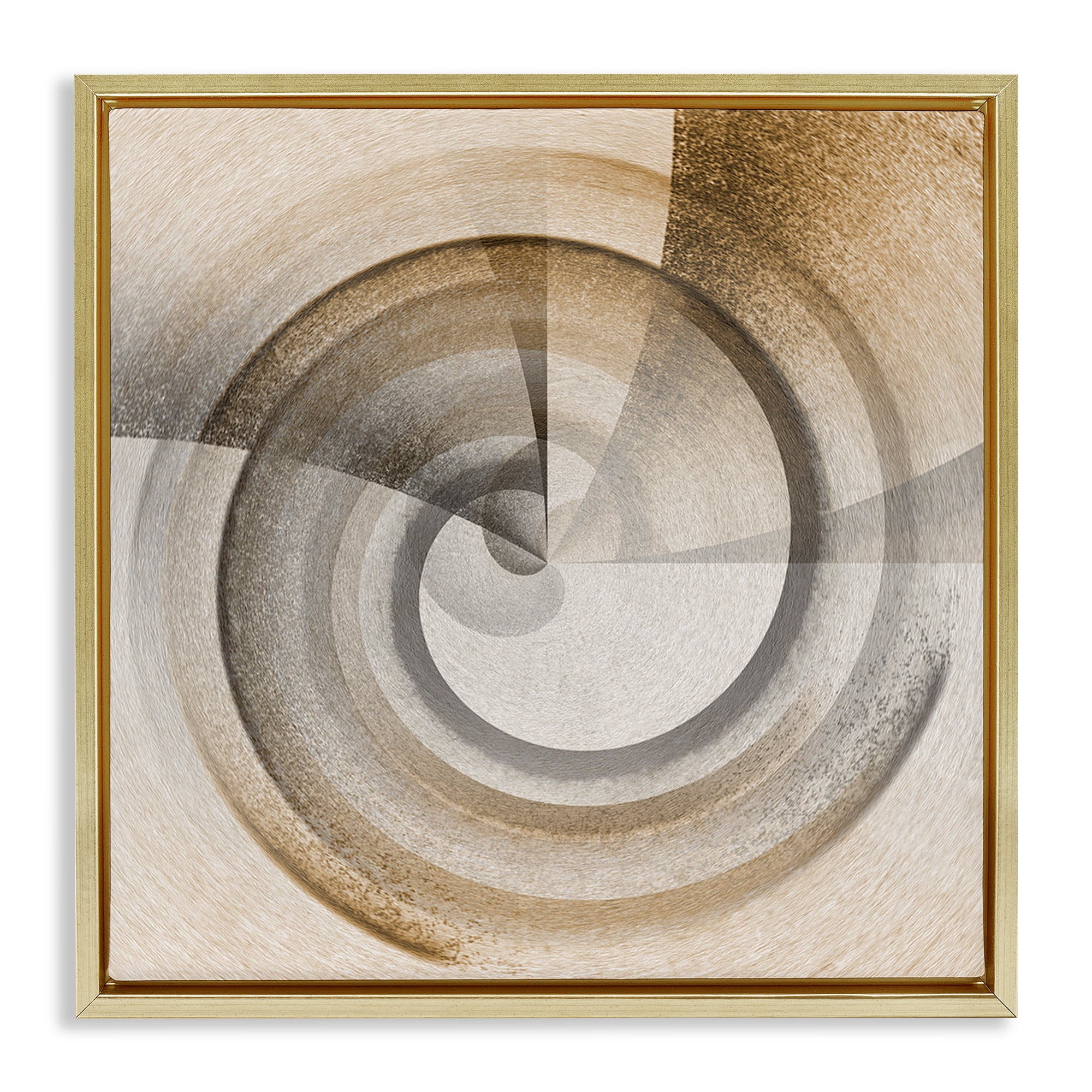 Stupell Industries Spinning Centric Circle Abstract Painting Gold Floater Framed Canvas Art Print Wall Art, 25 x 25