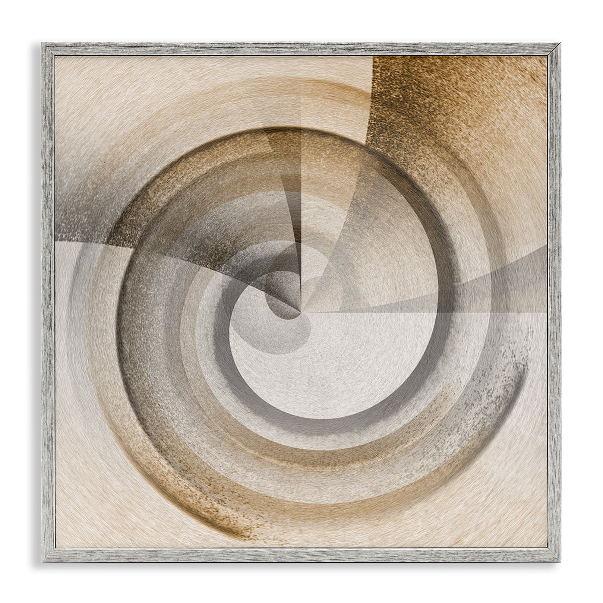 Stupell Industries Spinning Centric Circle Abstract Painting Gray Framed Art Print Wall Art, 17 x 17