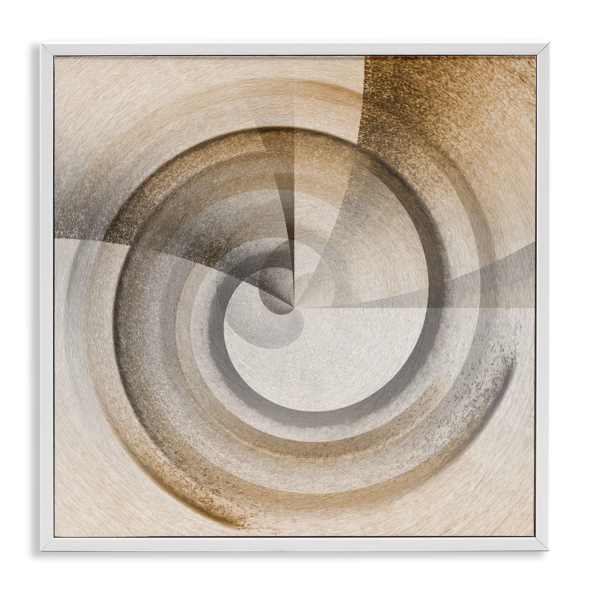 Stupell Industries Spinning Centric Circle Abstract Painting White Framed Art Print Wall Art, 12 x 12