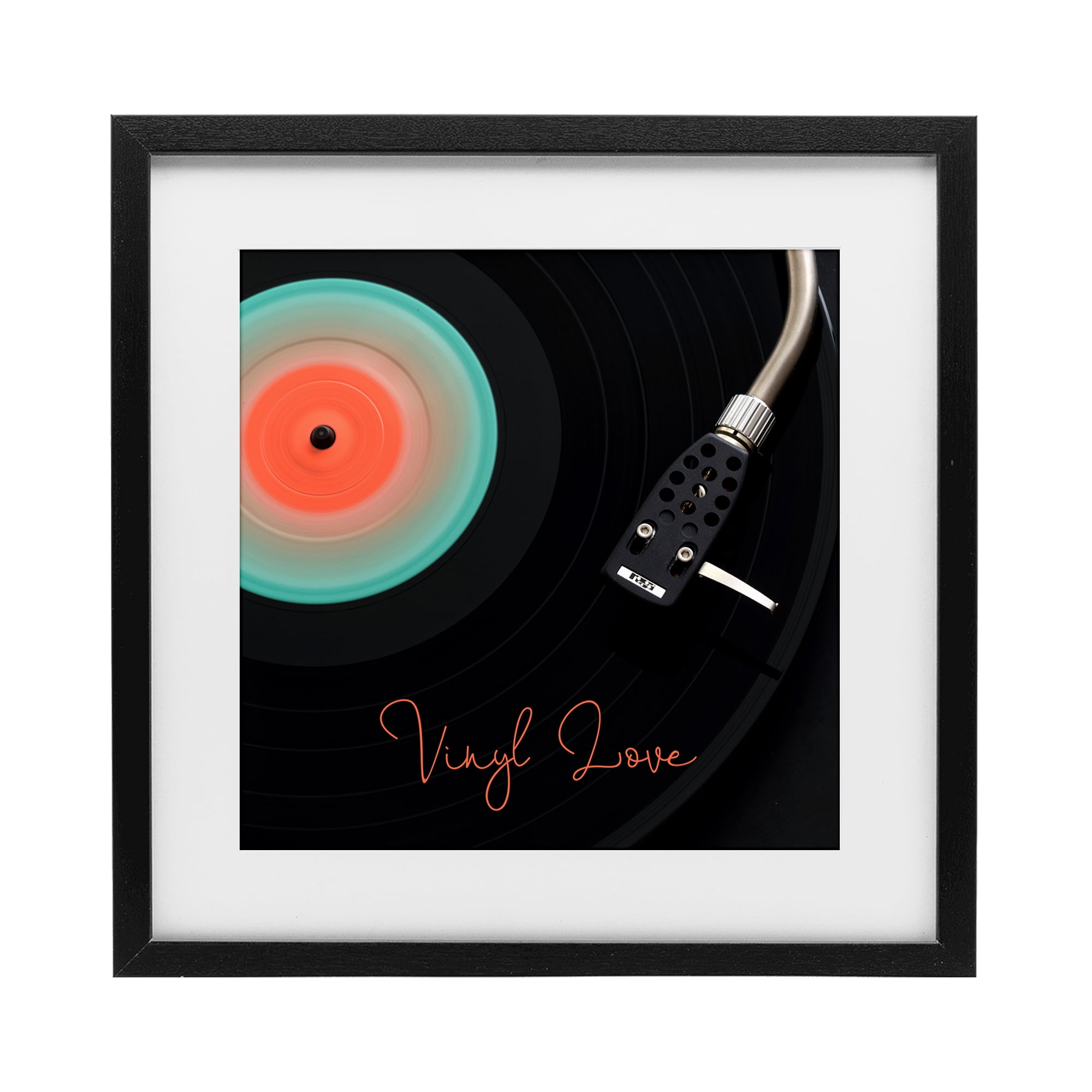 Stupell Industries Spinning Record Vinyl Love Black Framed Print Under Glass, design by Tom Quartermaine