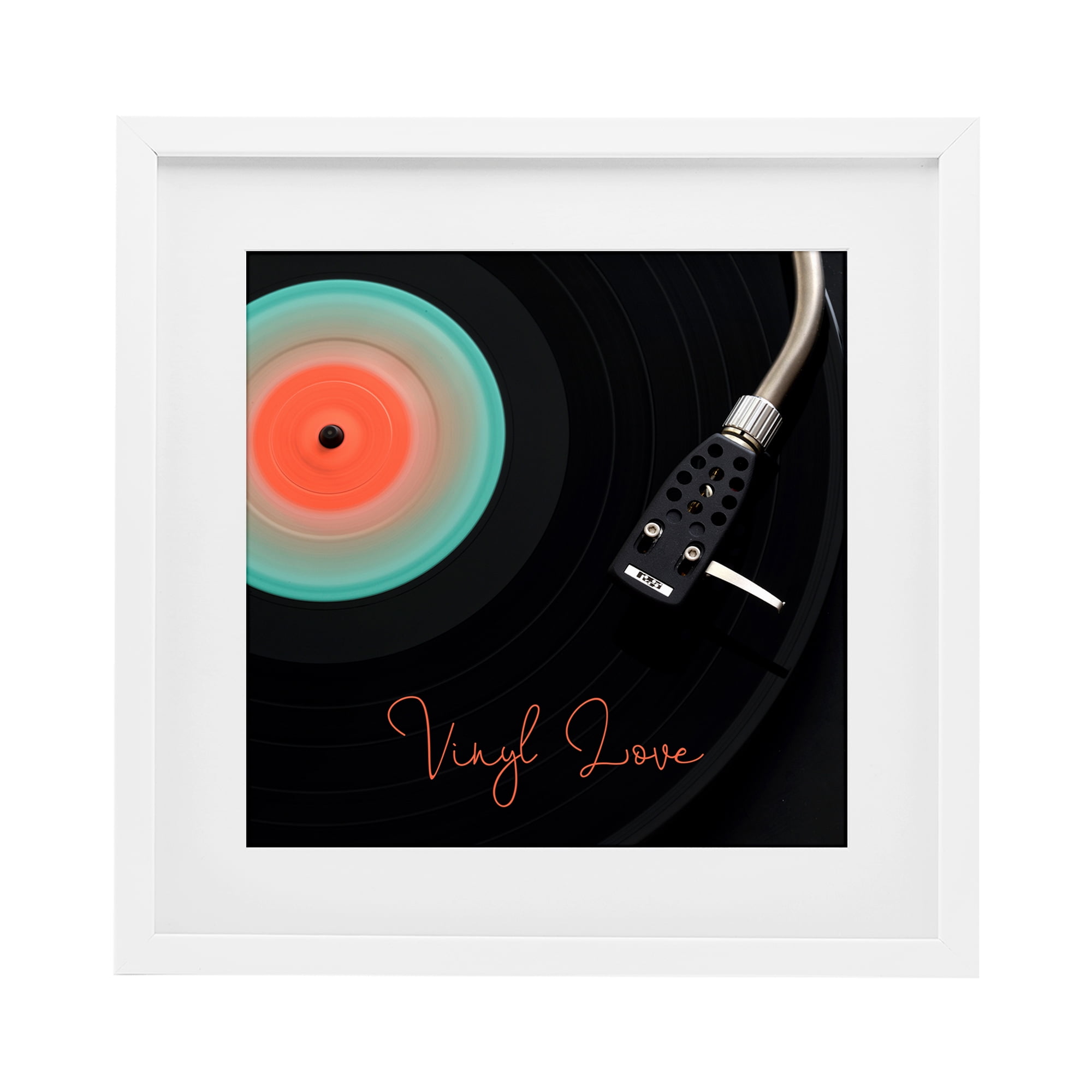 Stupell Industries Spinning Record Vinyl Love White Framed Print Under Glass, design by Tom Quartermaine