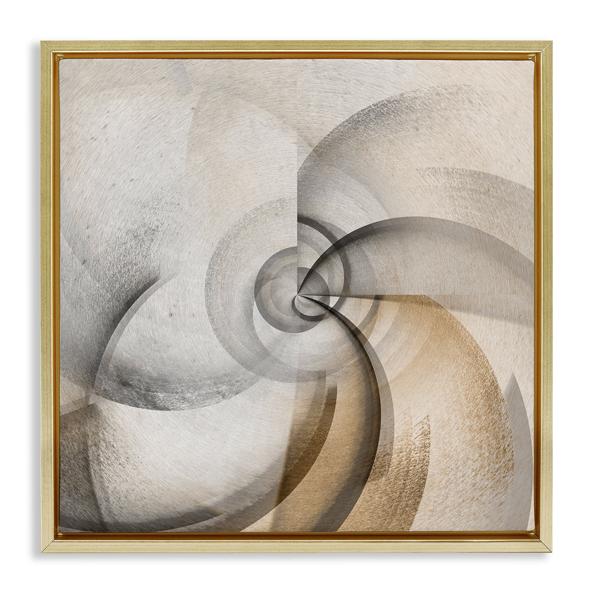 Stupell Industries Spinning Vortex Abstract Abstract Painting Gold Floater Framed Canvas Art Print Wall Art, 18 x 18