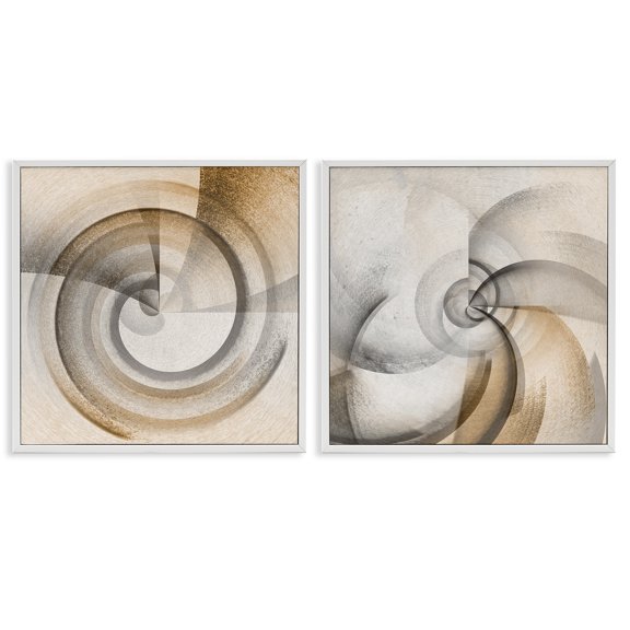 Stupell Industries Spinning Vortex Abstractions Abstract Painting White Framed Art Print Wall Art, 24 x 24, Set of 2